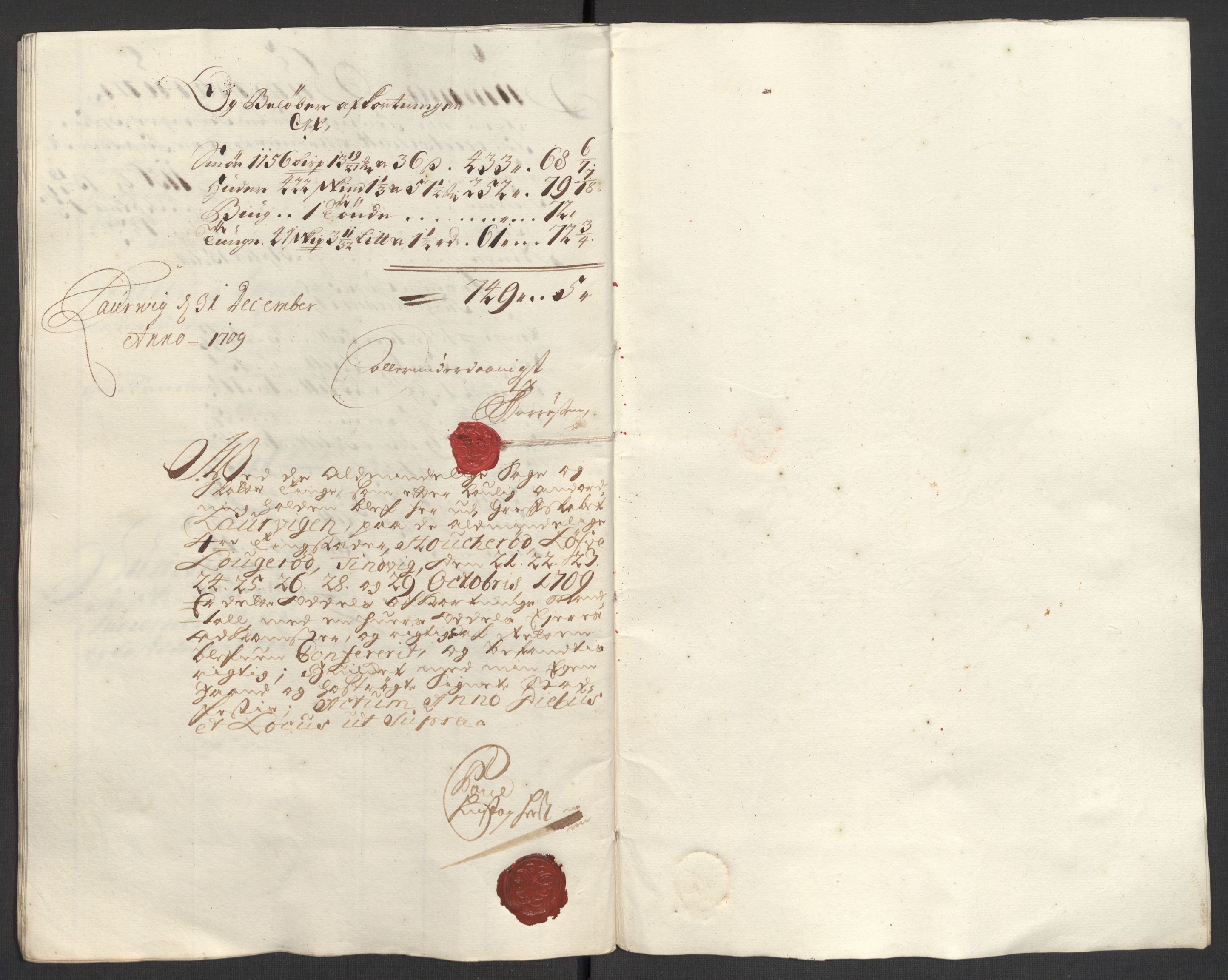 Rentekammeret inntil 1814, Reviderte regnskaper, Fogderegnskap, AV/RA-EA-4092/R33/L1981: Fogderegnskap Larvik grevskap, 1709-1710, p. 189