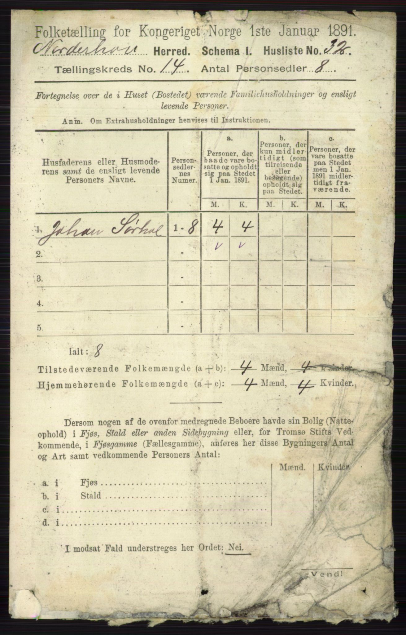 RA, 1891 census for 0613 Norderhov, 1891, p. 9326