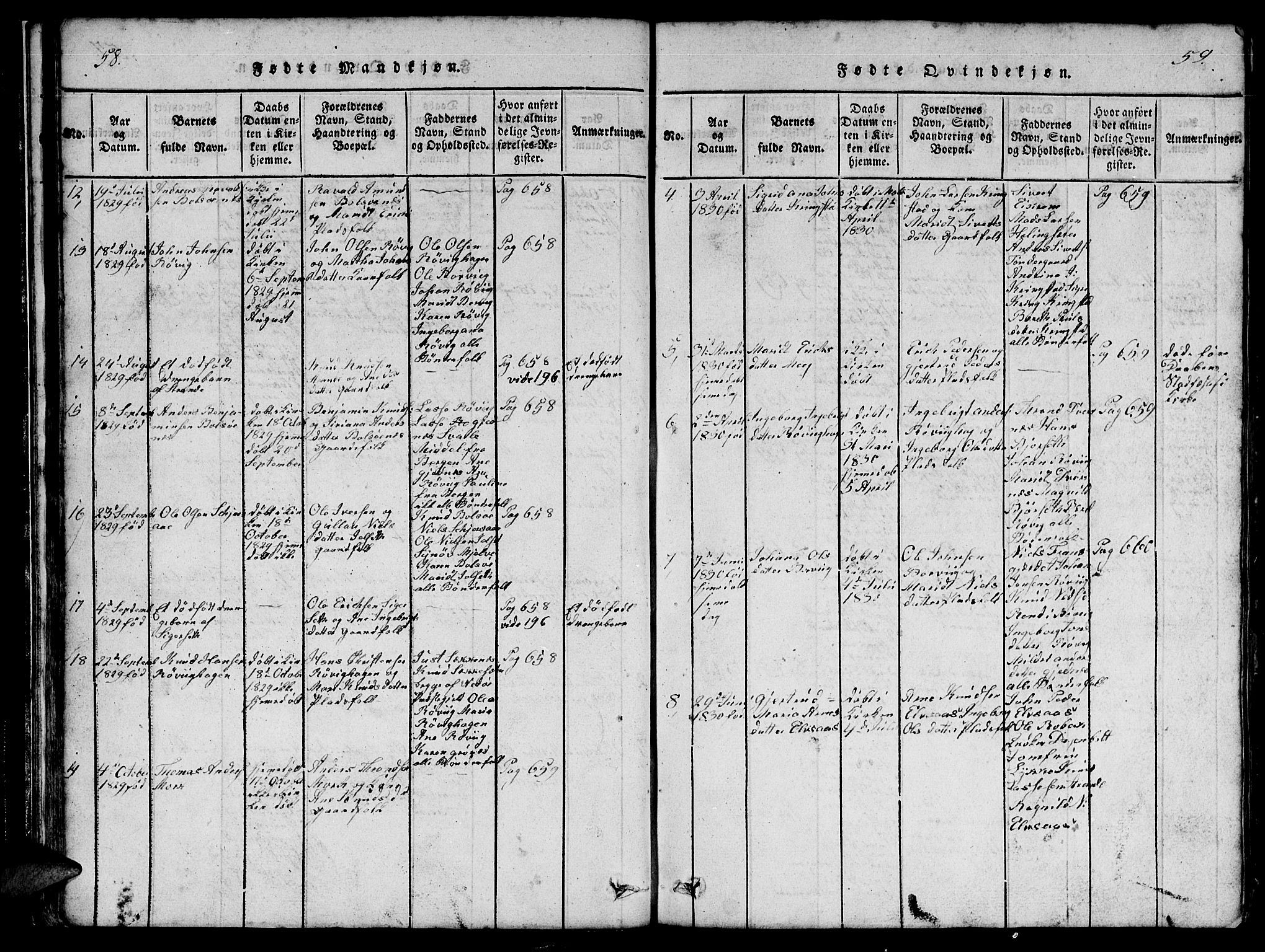 Ministerialprotokoller, klokkerbøker og fødselsregistre - Møre og Romsdal, SAT/A-1454/555/L0665: Parish register (copy) no. 555C01, 1818-1868, p. 58-59