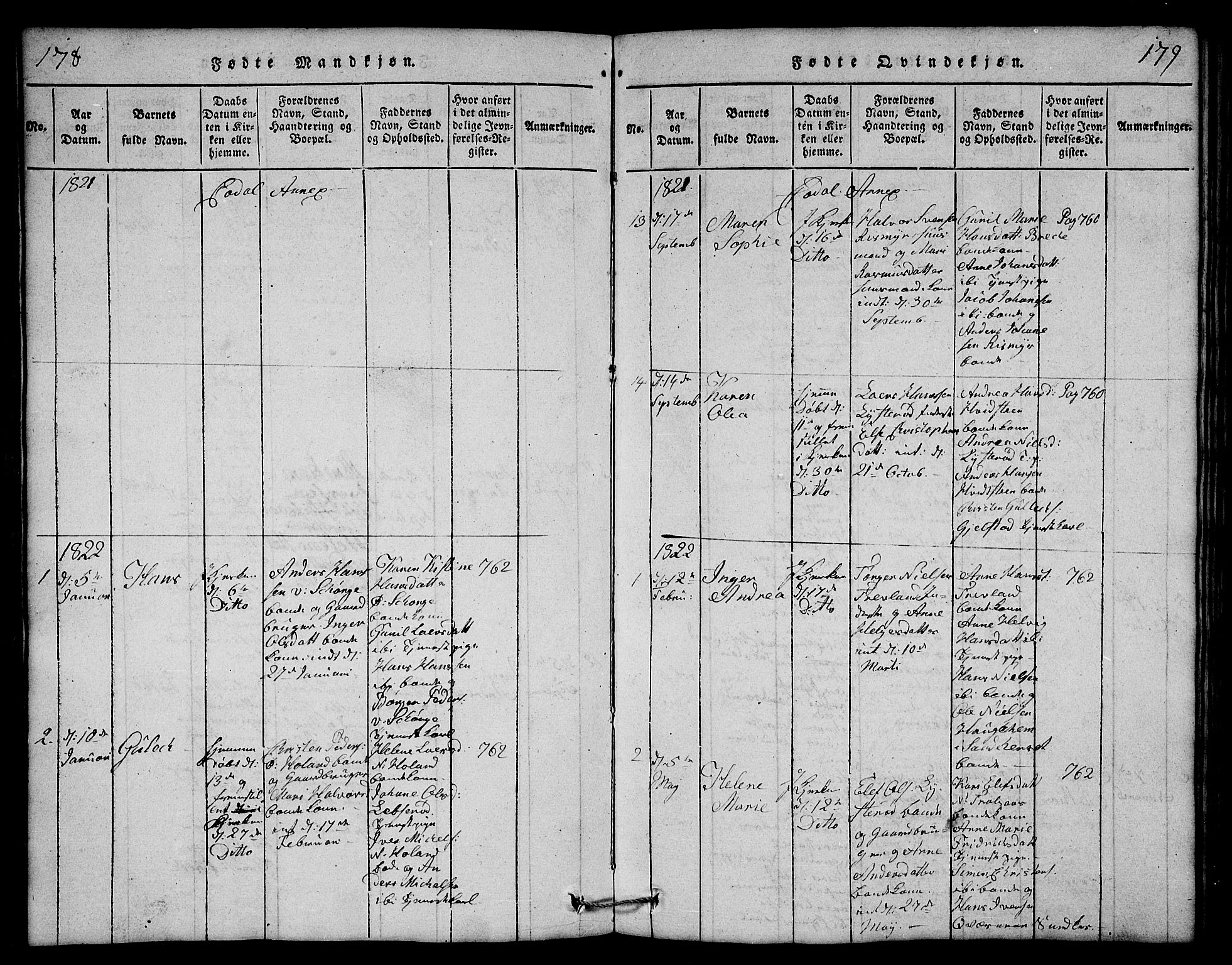 Andebu kirkebøker, AV/SAKO-A-336/G/Ga/L0001: Parish register (copy) no. I 1 /3, 1815-1823, p. 178-179