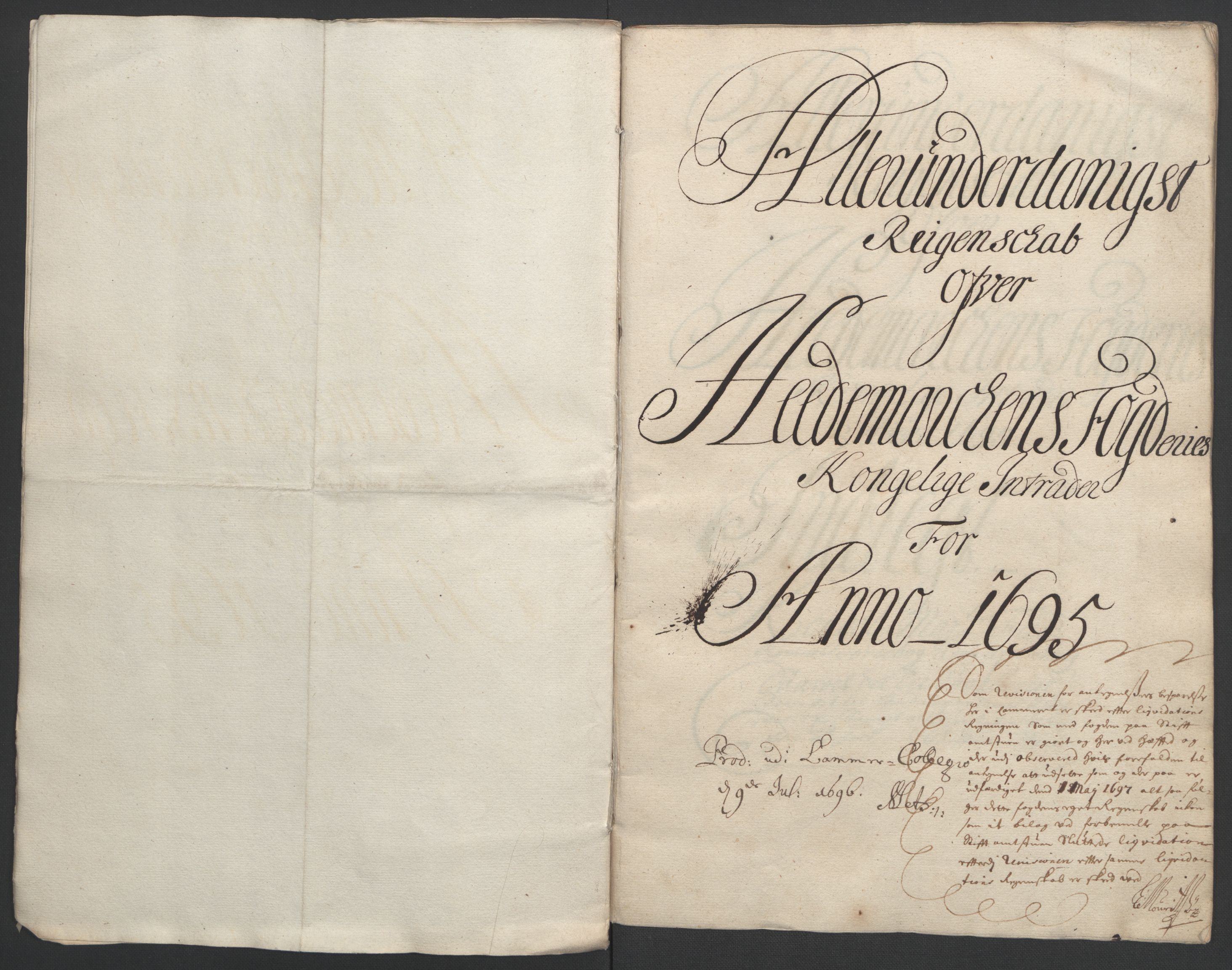 Rentekammeret inntil 1814, Reviderte regnskaper, Fogderegnskap, AV/RA-EA-4092/R16/L1036: Fogderegnskap Hedmark, 1695-1696, p. 10