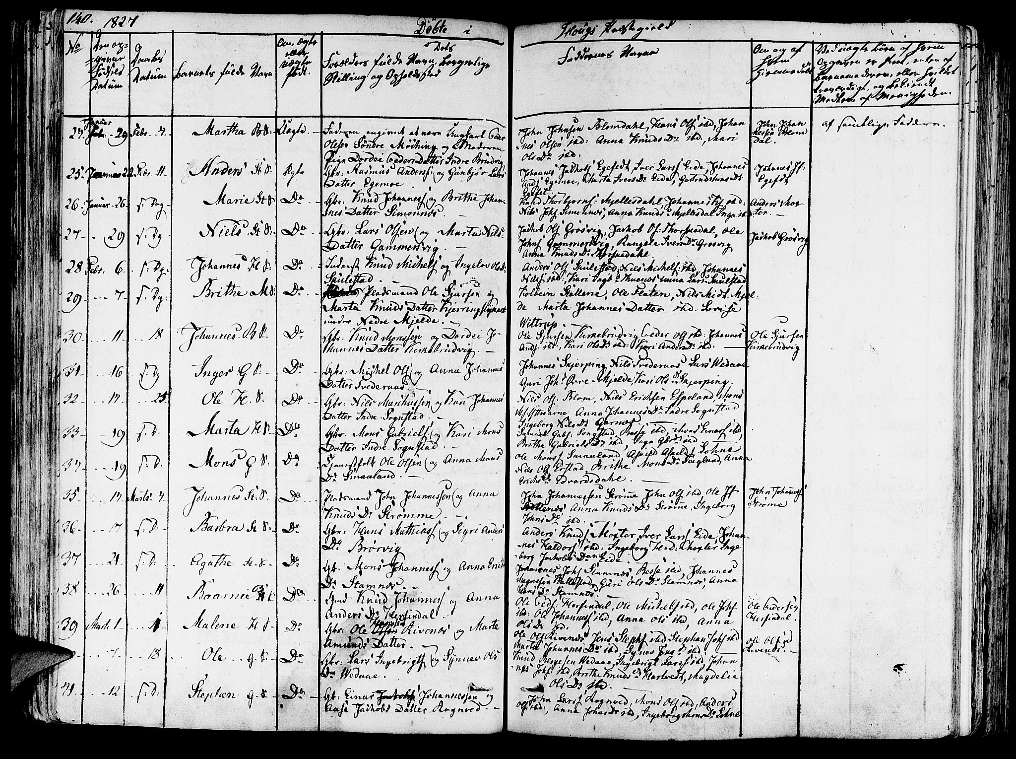 Haus sokneprestembete, AV/SAB-A-75601/H/Haa: Parish register (official) no. A 13, 1821-1827, p. 140