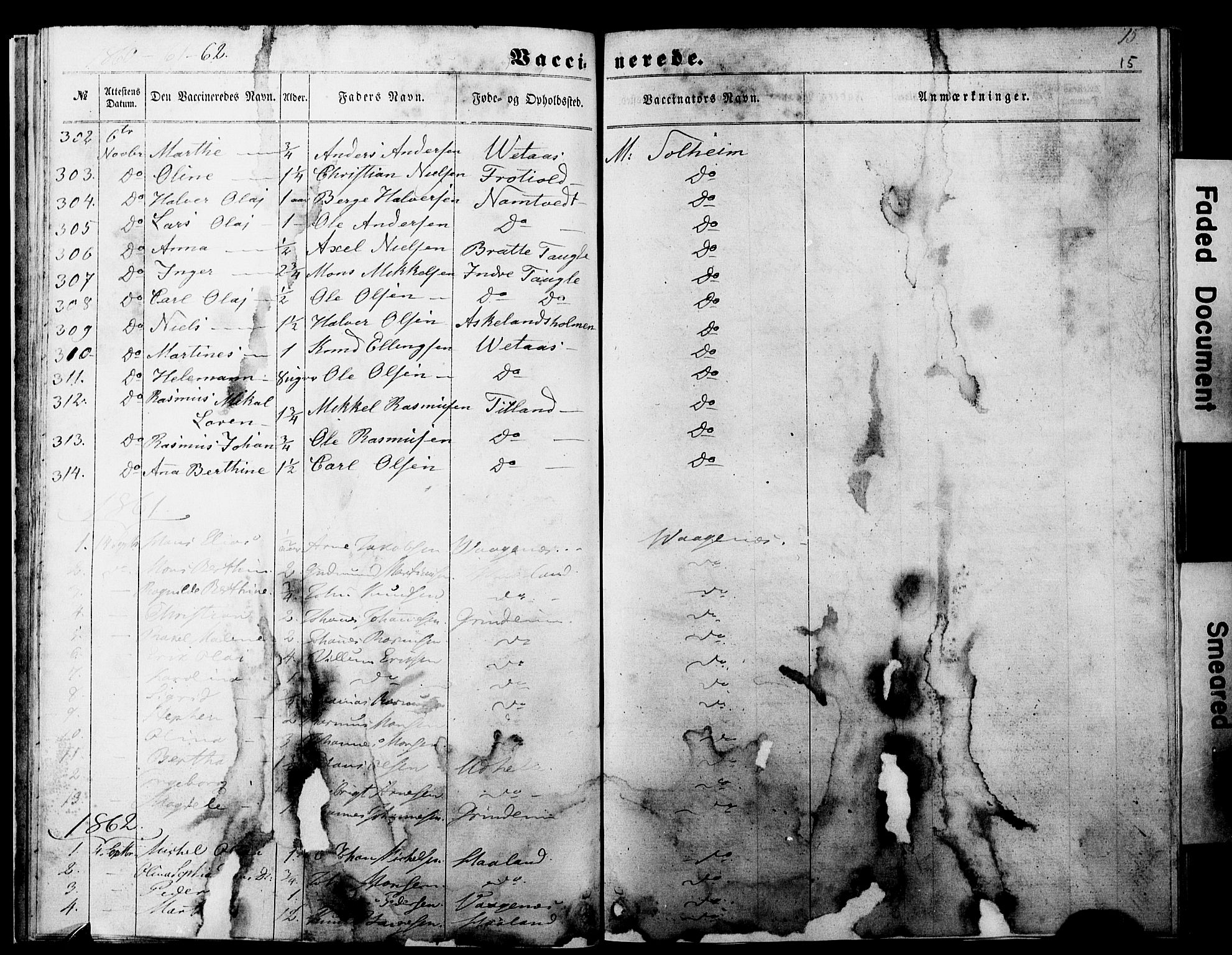Manger sokneprestembete, SAB/A-76801/H/Haa: Parish register (official) no. A 11, 1860-1867, p. 15