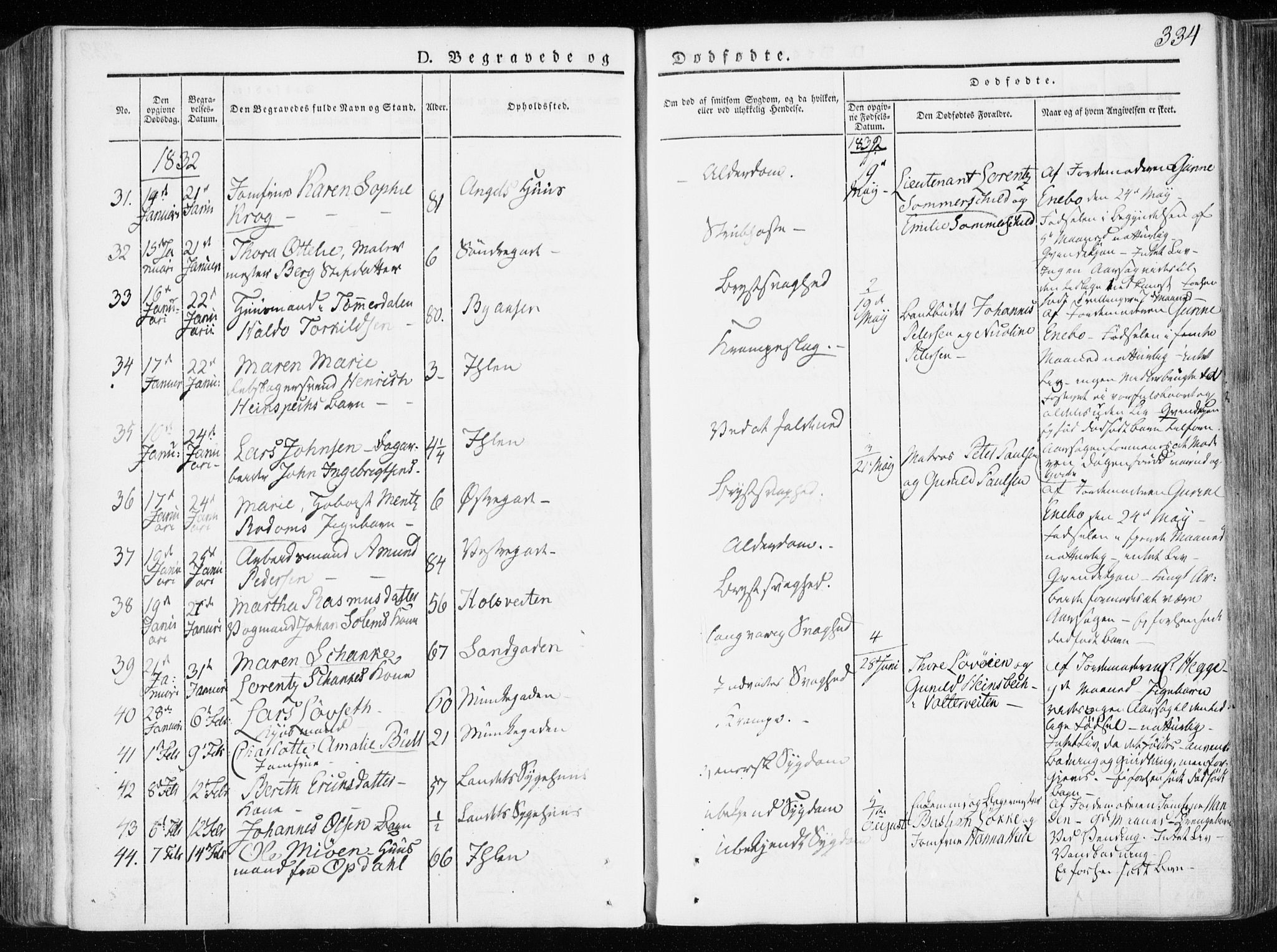 Ministerialprotokoller, klokkerbøker og fødselsregistre - Sør-Trøndelag, AV/SAT-A-1456/601/L0047: Parish register (official) no. 601A15, 1831-1839, p. 334