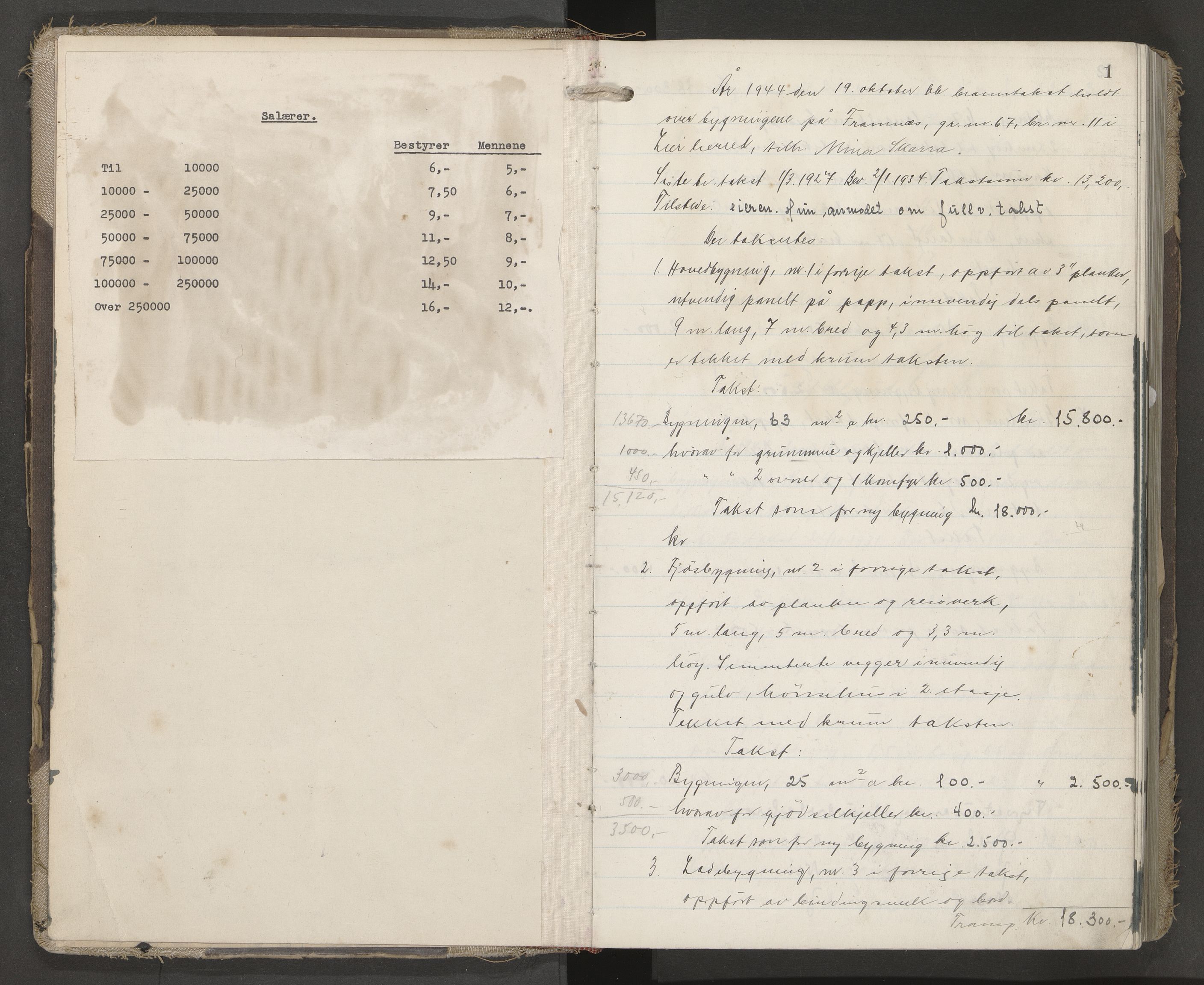 Lier lensmannskontor, AV/SAKO-A-507/Y/Yb/Yba/L0016: Branntakstprotokoll, 1944-1948