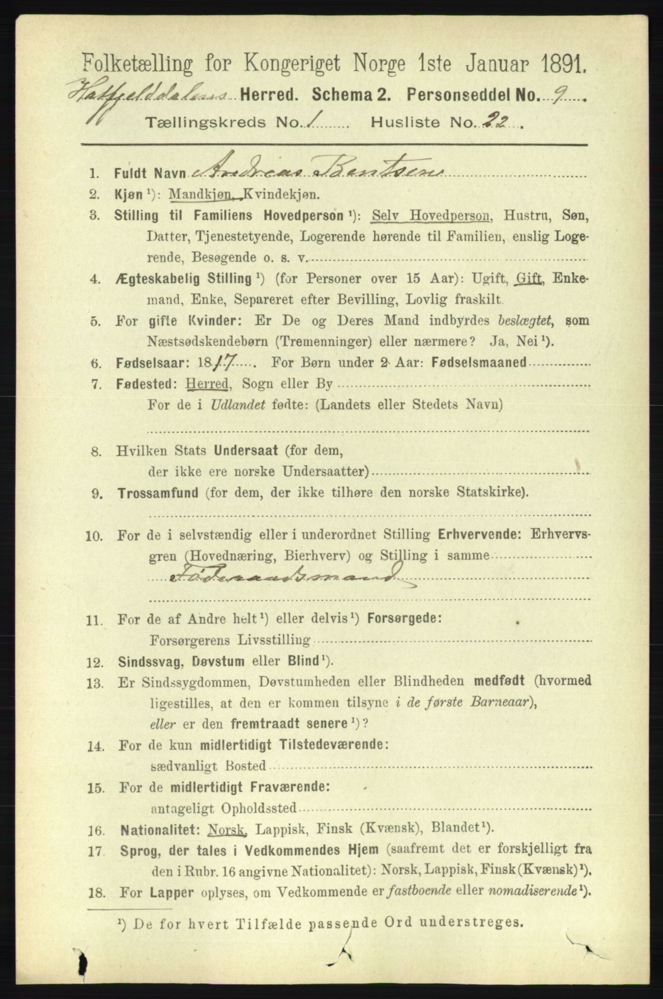 RA, 1891 census for 1826 Hattfjelldal, 1891, p. 242