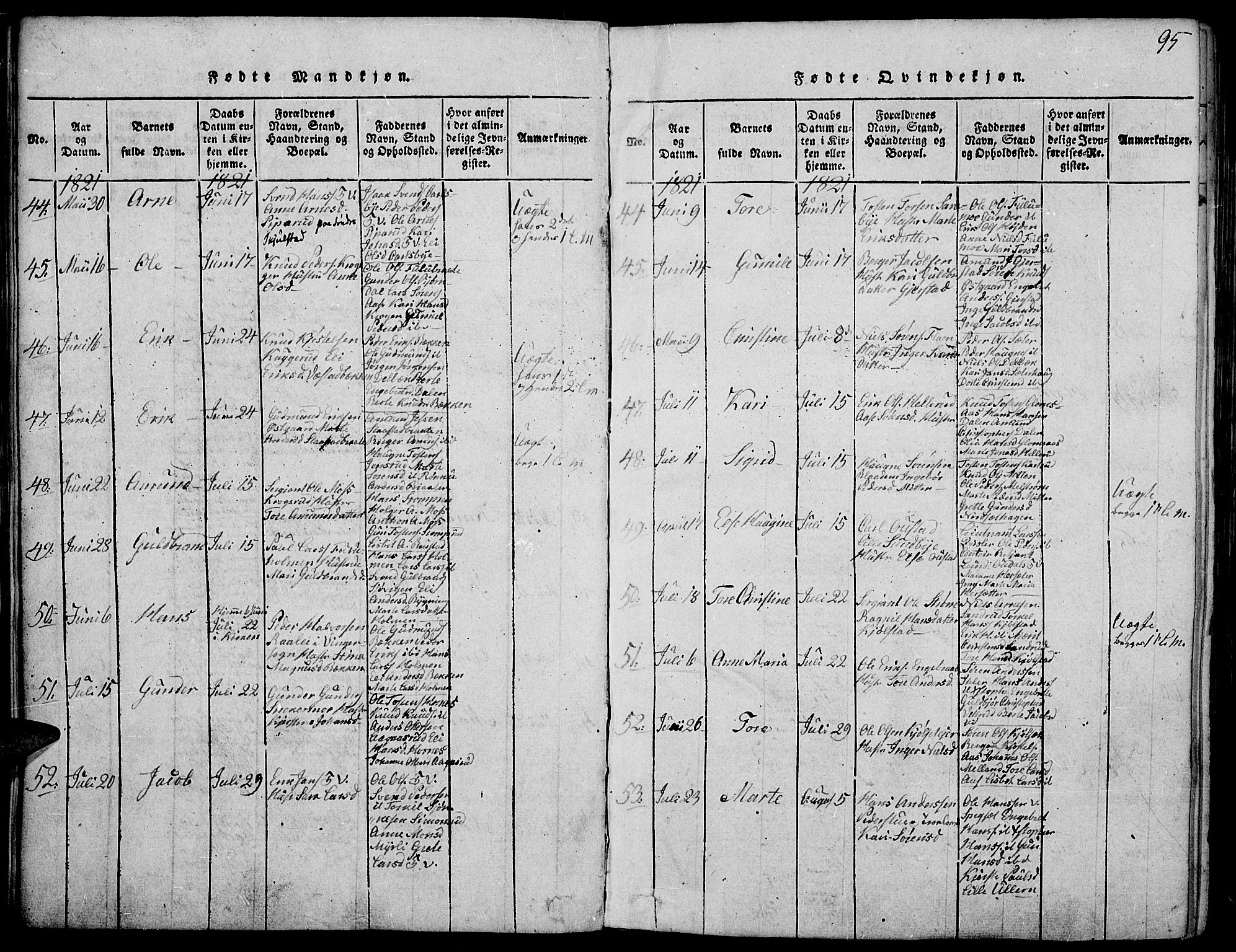 Strøm-Odalen prestekontor, AV/SAH-PREST-028/H/Ha/Haa/L0006: Parish register (official) no. 6, 1814-1850, p. 95