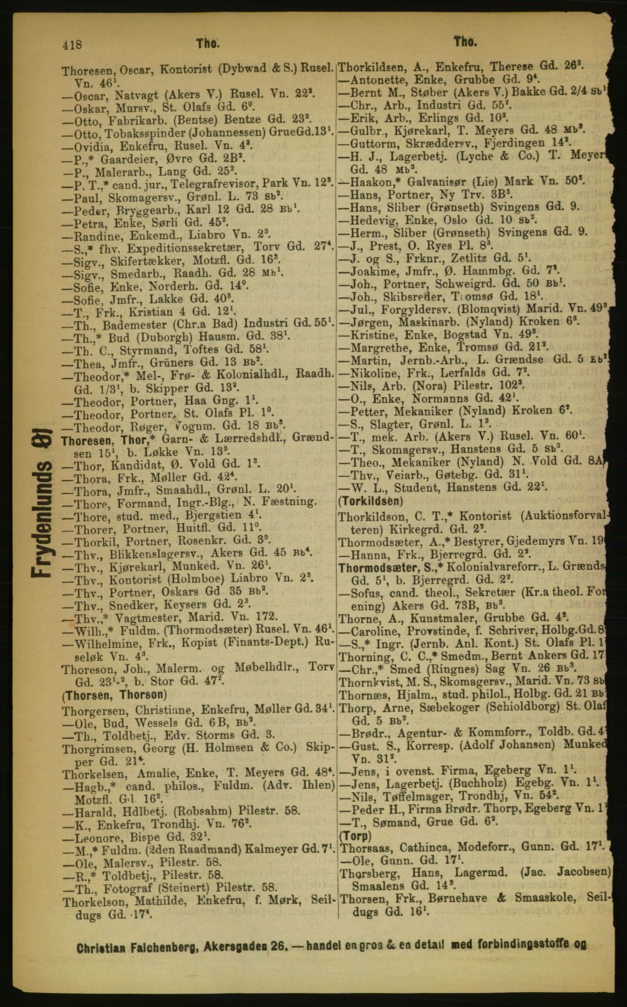 Kristiania/Oslo adressebok, PUBL/-, 1889, p. 418