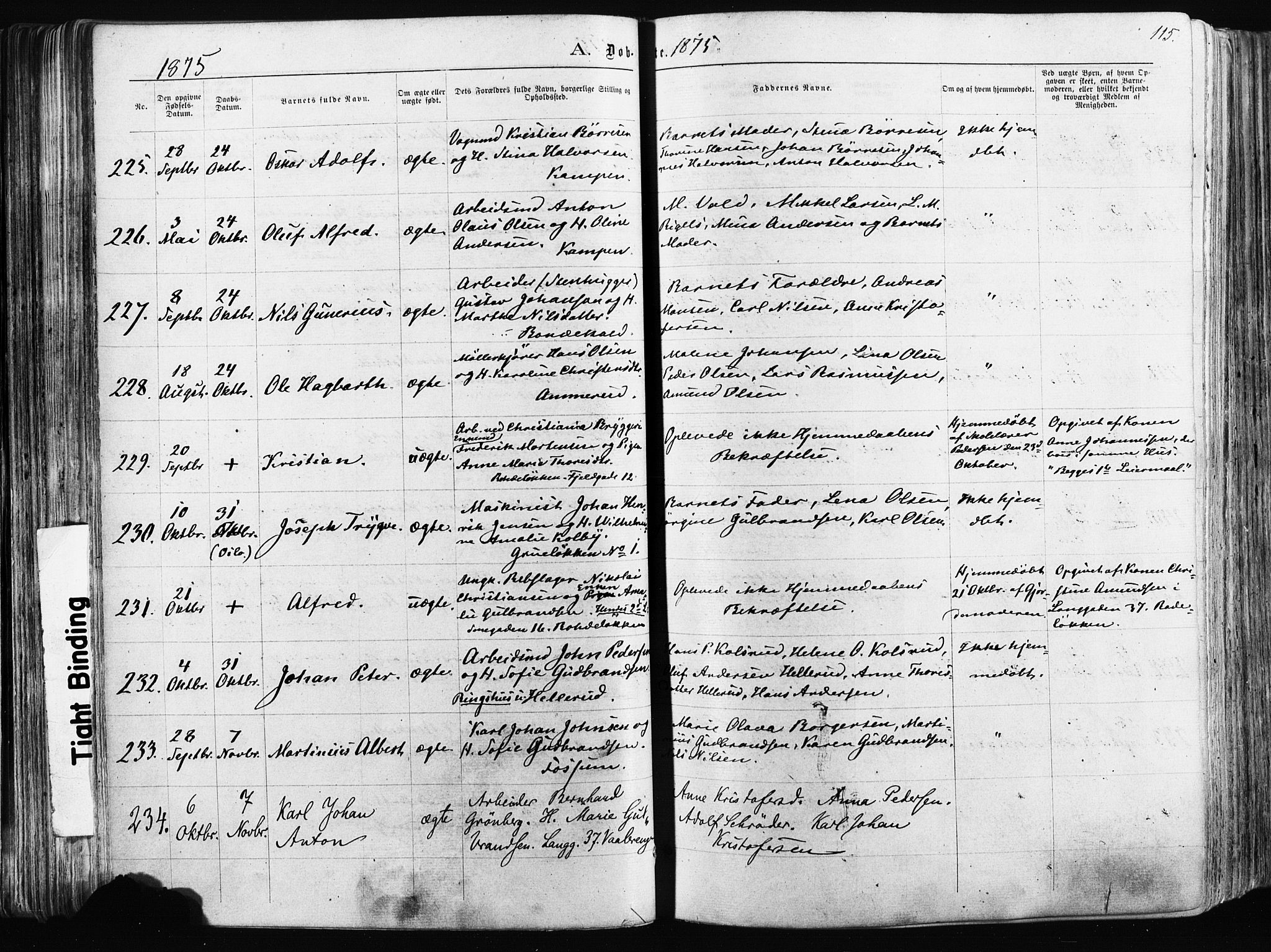 Østre Aker prestekontor Kirkebøker, SAO/A-10840/F/Fa/L0003: Parish register (official) no. I 3, 1869-1875, p. 115