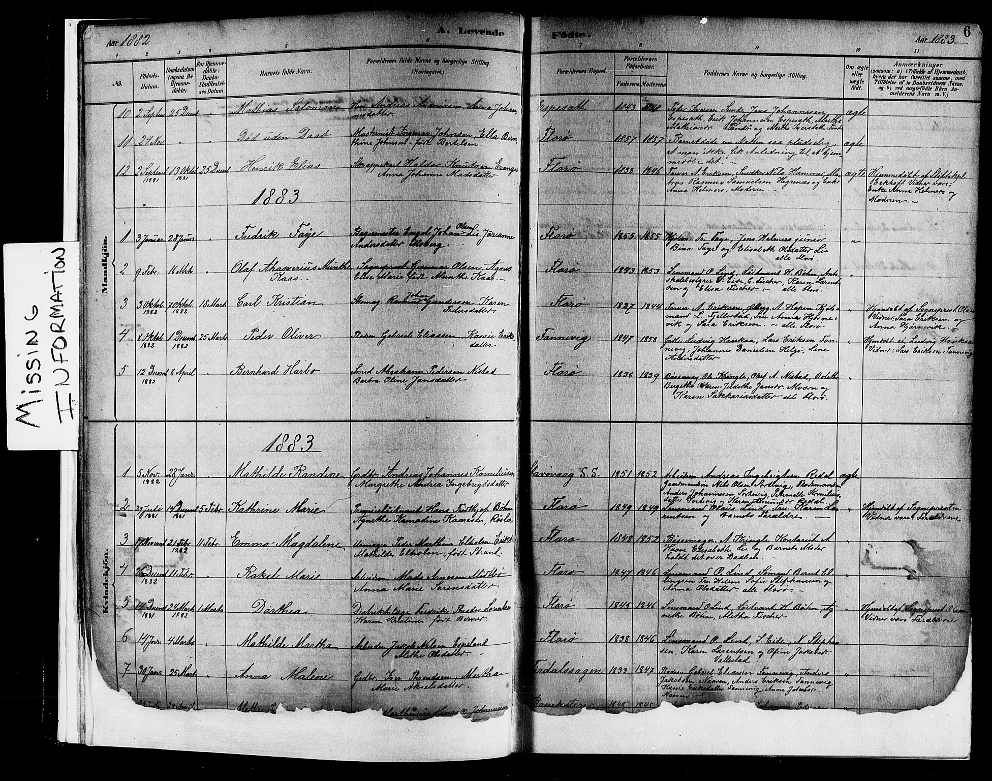 Kinn sokneprestembete, SAB/A-80801/H/Hab/Haba/L0002: Parish register (copy) no. A 2, 1882-1906, p. 6