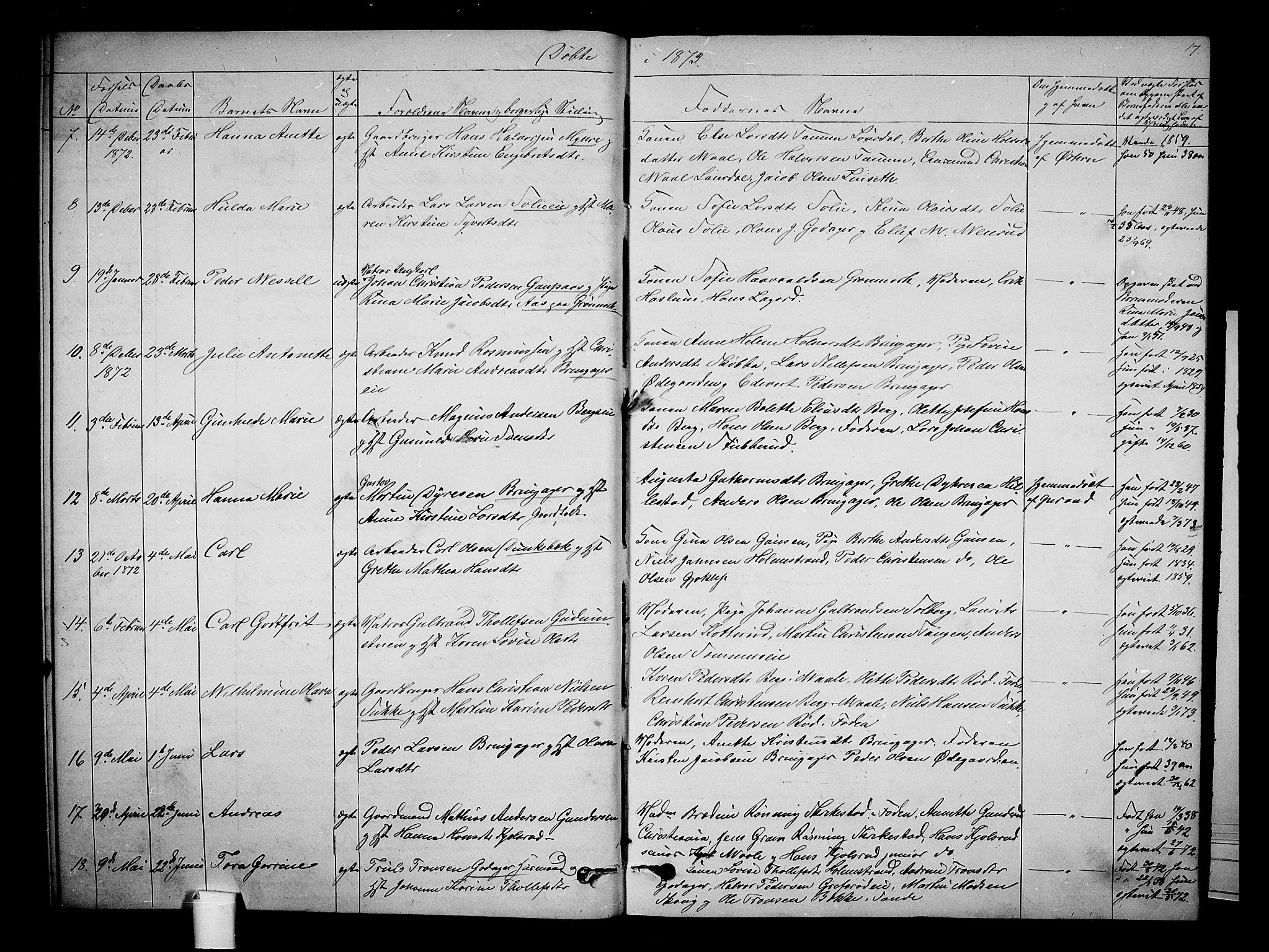 Botne kirkebøker, AV/SAKO-A-340/G/Ga/L0002: Parish register (copy) no. I 2, 1867-1880, p. 17