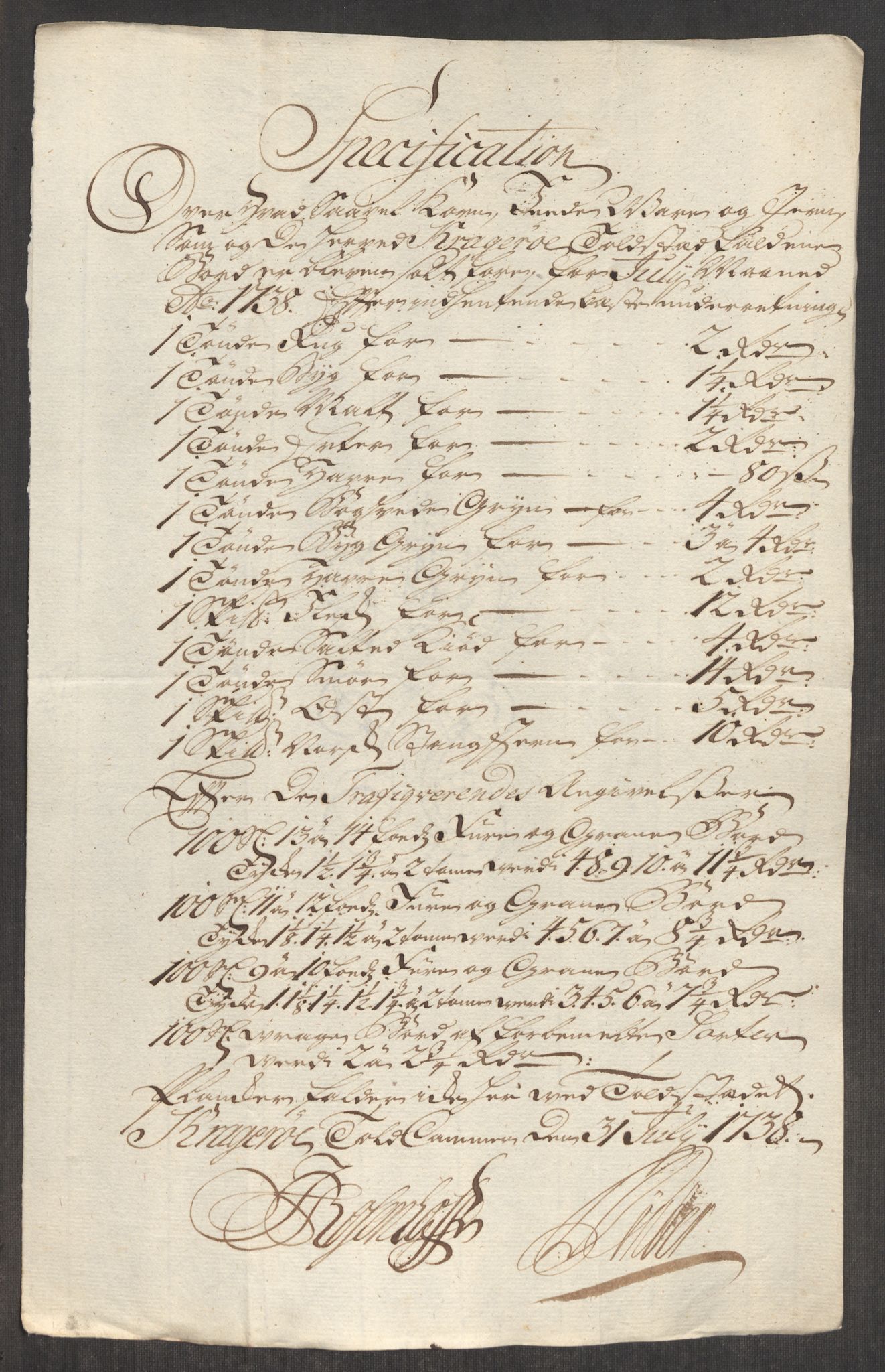 Rentekammeret inntil 1814, Realistisk ordnet avdeling, AV/RA-EA-4070/Oe/L0001: [Ø1]: Priskuranter, 1712-1739, p. 806