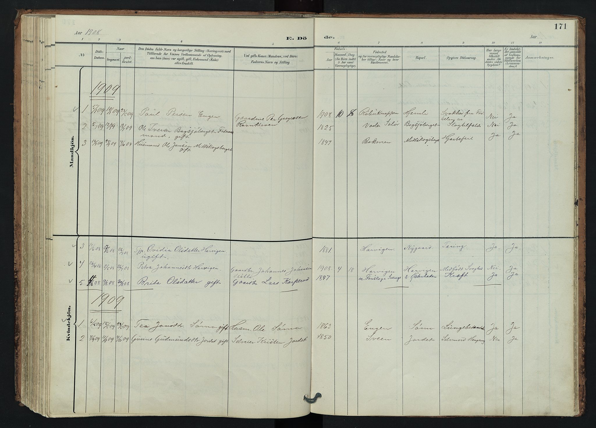 Trysil prestekontor, AV/SAH-PREST-046/H/Ha/Hab/L0007: Parish register (copy) no. 7, 1896-1948, p. 171