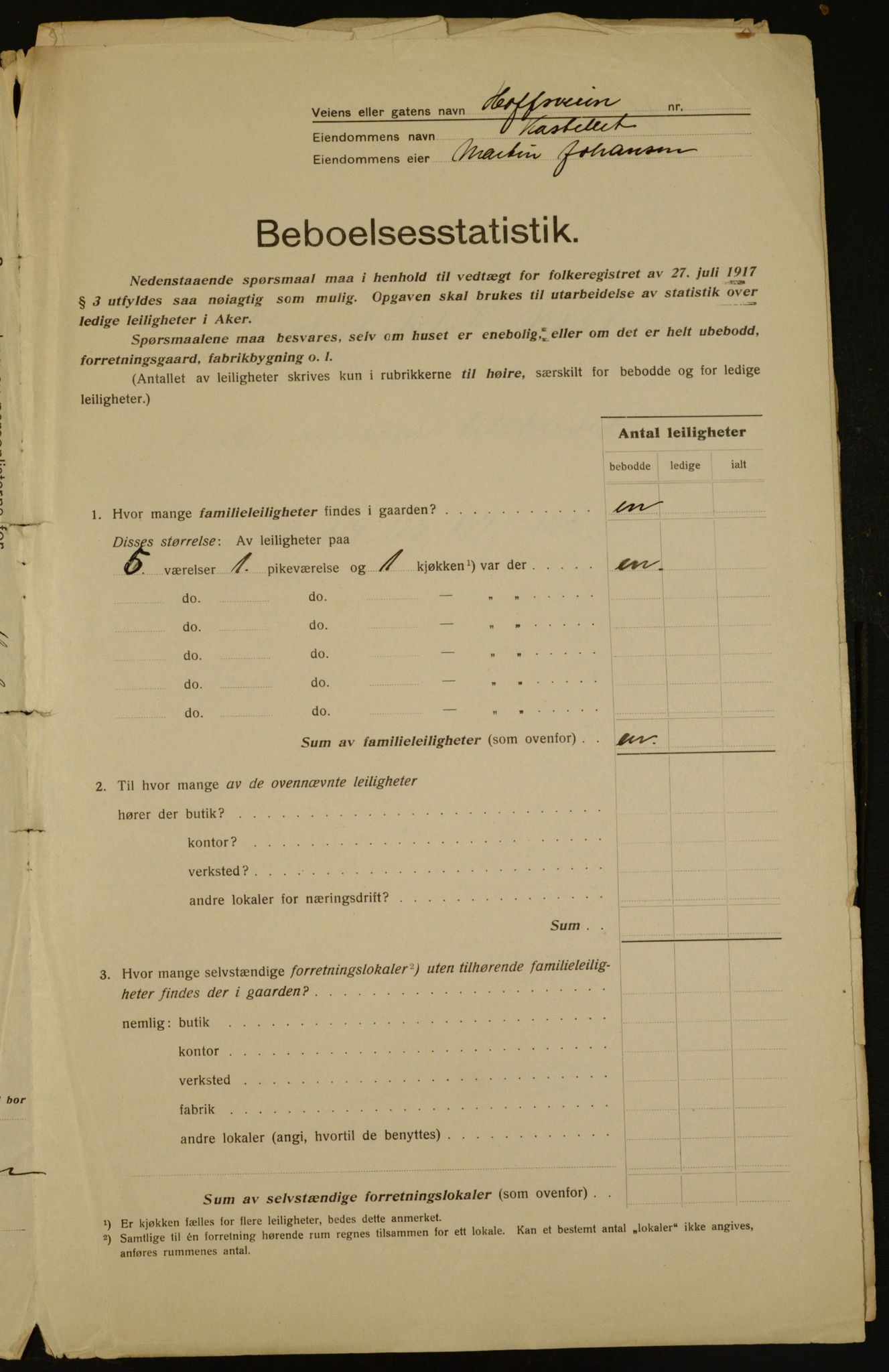 OBA, Municipal Census 1917 for Aker, 1917, p. 4348