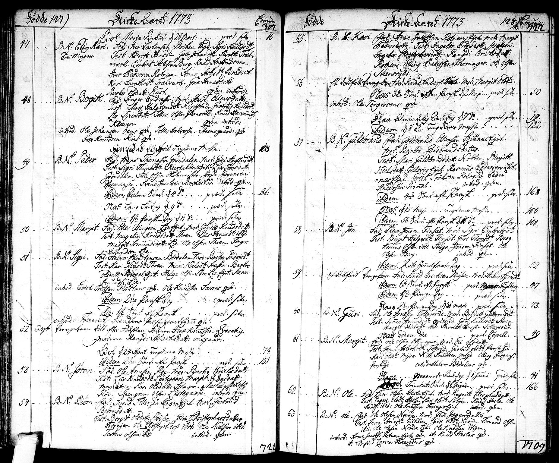 Nes kirkebøker, SAKO/A-236/F/Fa/L0004: Parish register (official) no. 4, 1764-1786, p. 127-128