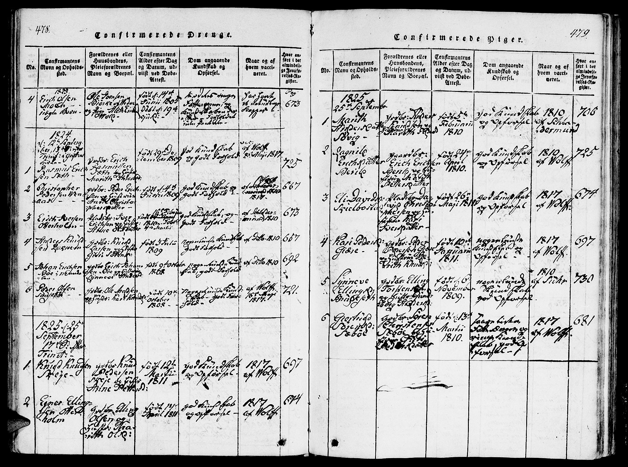 Ministerialprotokoller, klokkerbøker og fødselsregistre - Møre og Romsdal, SAT/A-1454/543/L0561: Parish register (official) no. 543A01, 1818-1853, p. 478-479