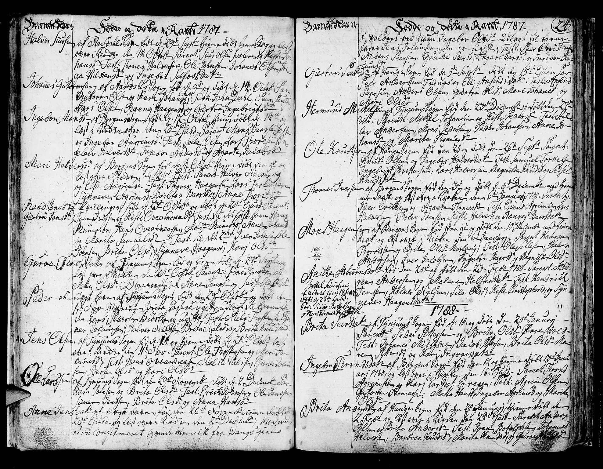 Lærdal sokneprestembete, SAB/A-81201: Parish register (official) no. A 3, 1783-1804, p. 24