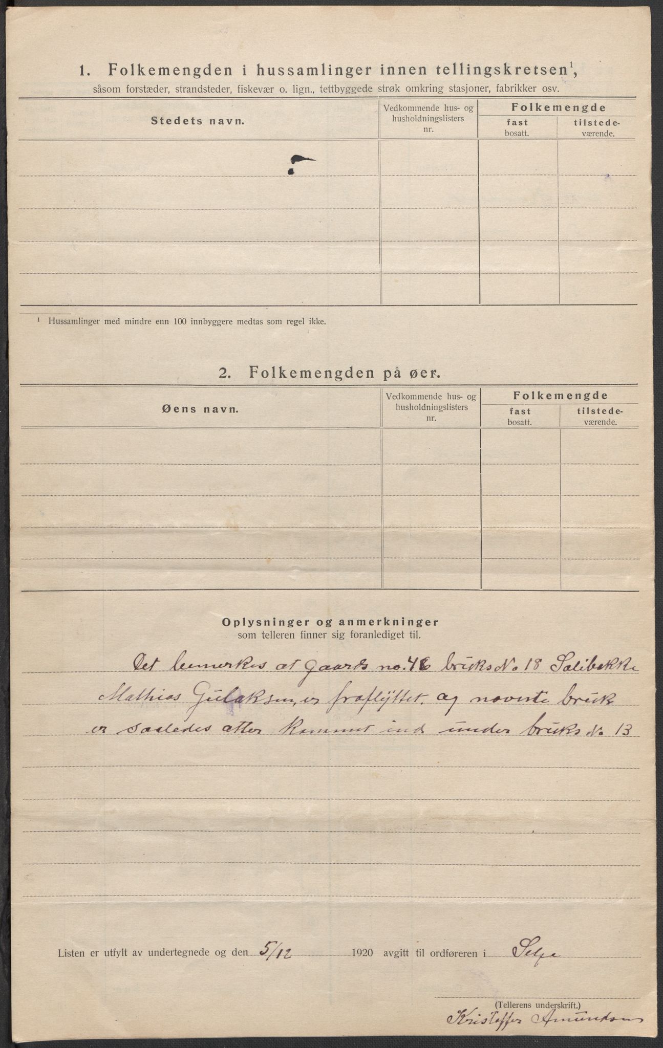 SAB, 1920 census for Selje, 1920, p. 39