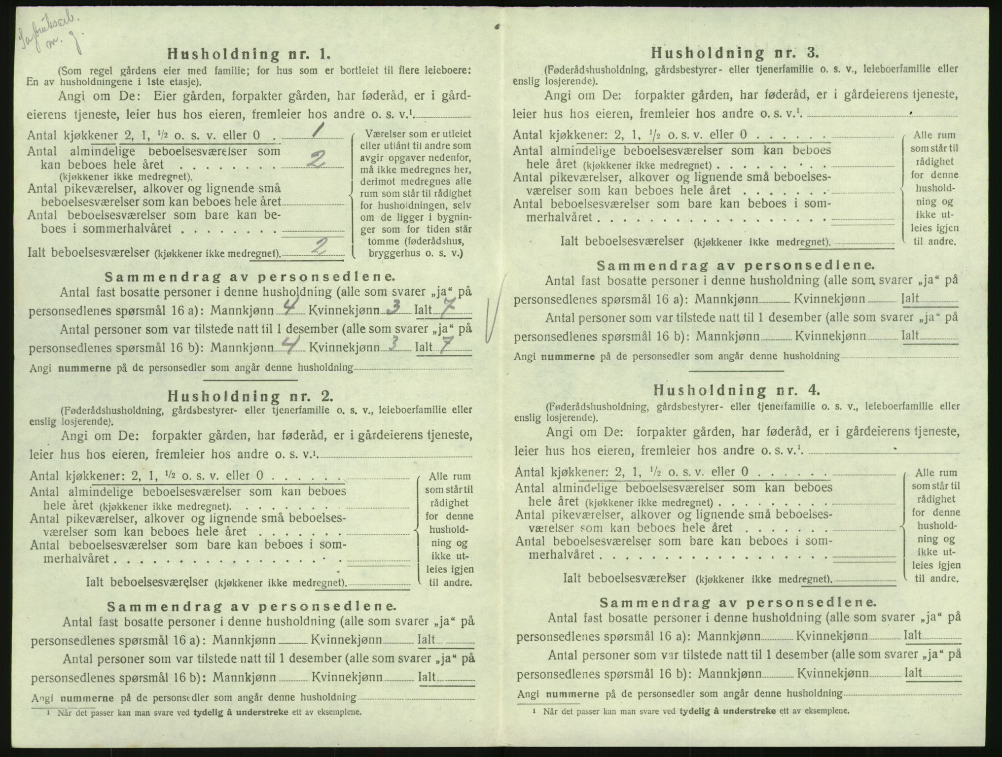 SAK, 1920 census for Hornnes, 1920, p. 426