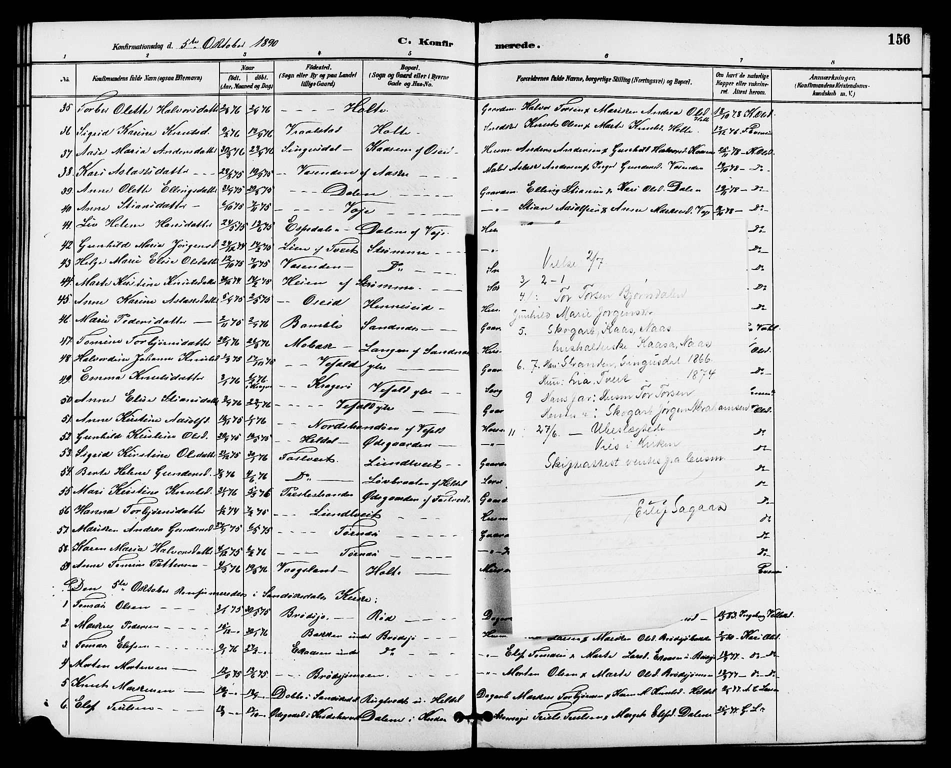 Drangedal kirkebøker, SAKO/A-258/G/Ga/L0003: Parish register (copy) no. I 3, 1887-1906, p. 156