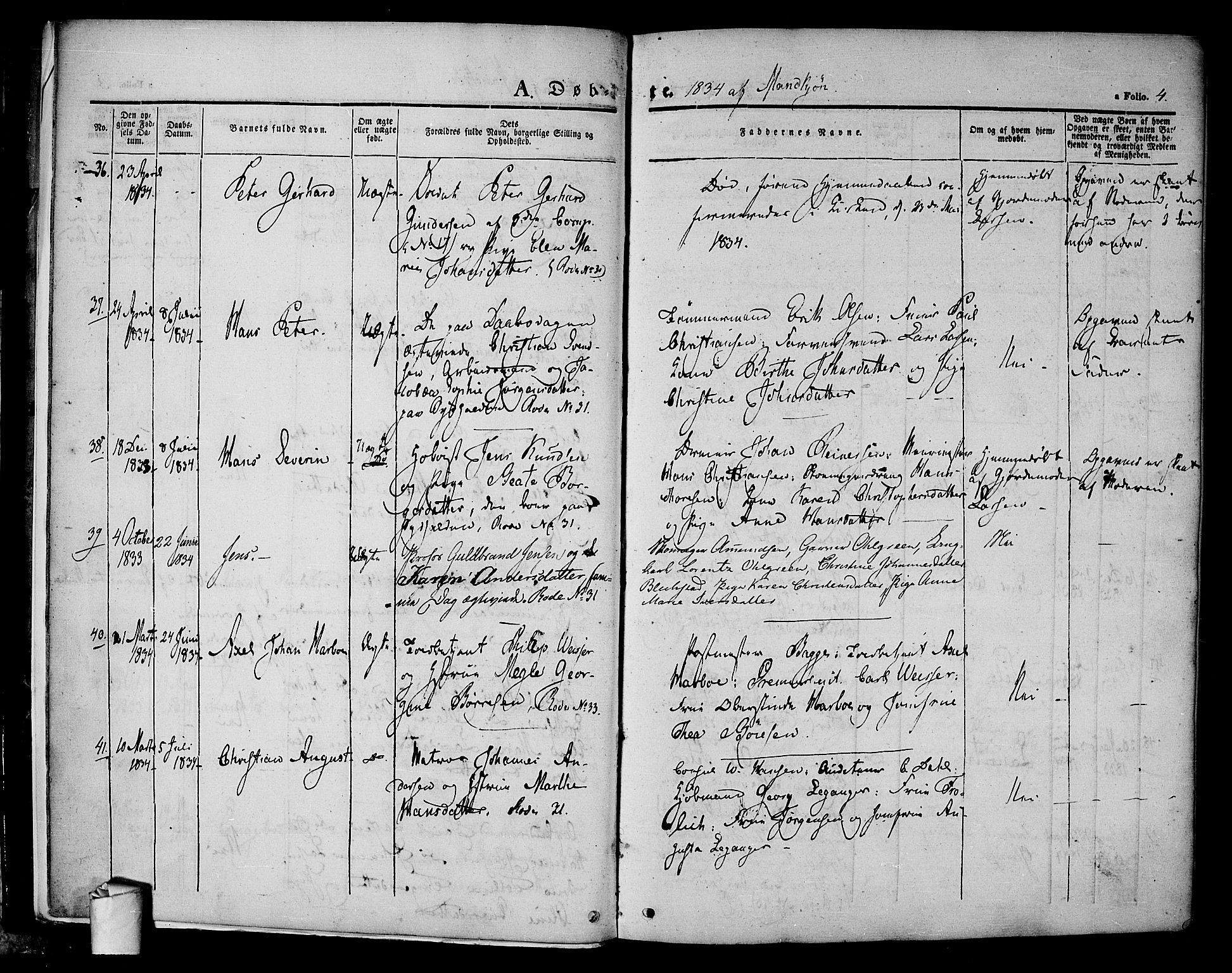 Halden prestekontor Kirkebøker, AV/SAO-A-10909/F/Fa/L0005: Parish register (official) no. I 5, 1834-1845, p. 4