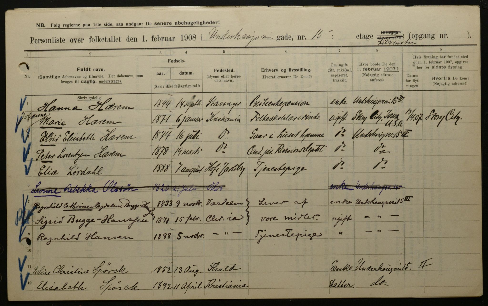 OBA, Municipal Census 1908 for Kristiania, 1908, p. 107626