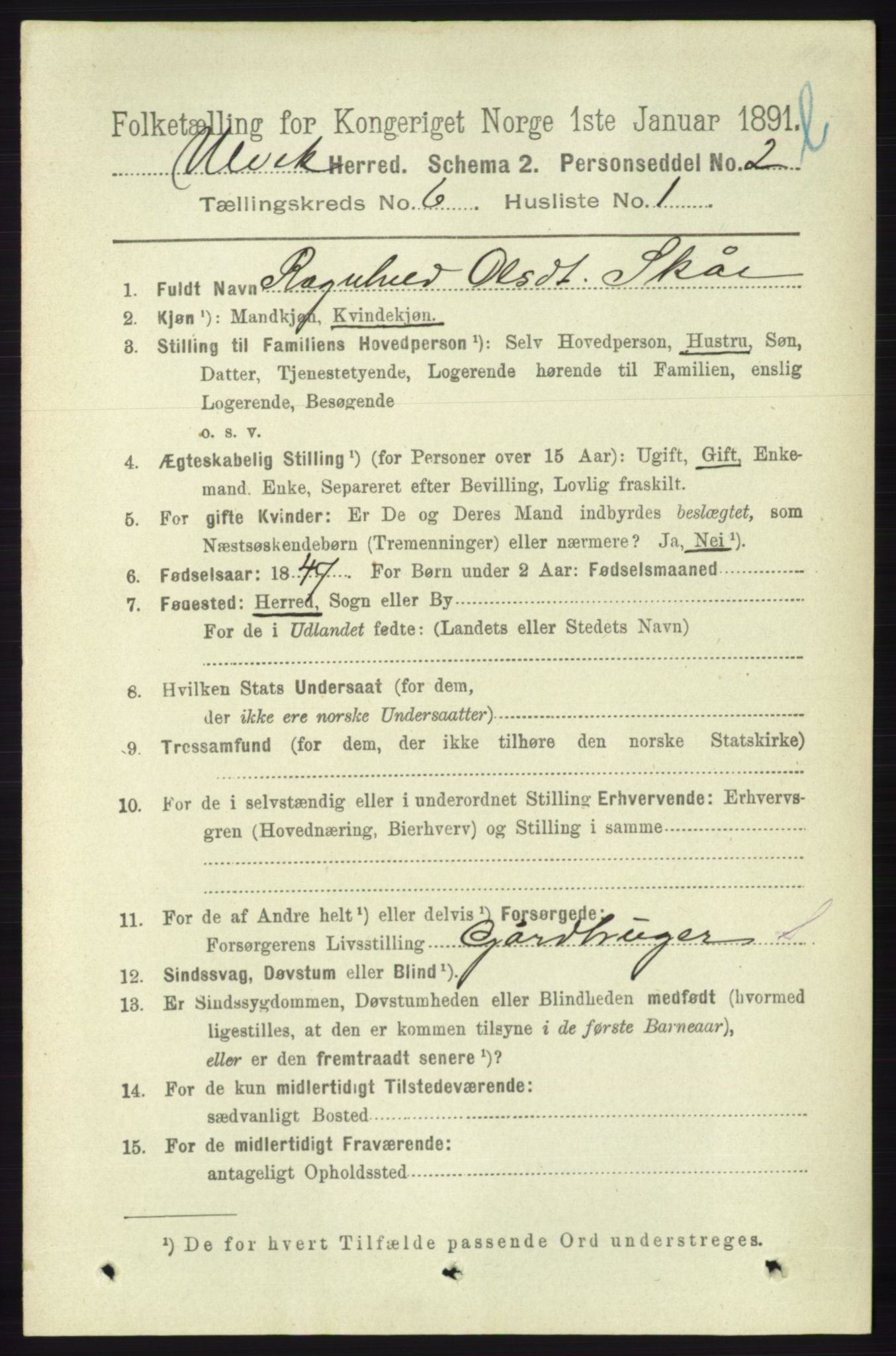 RA, 1891 census for 1233 Ulvik, 1891, p. 1859