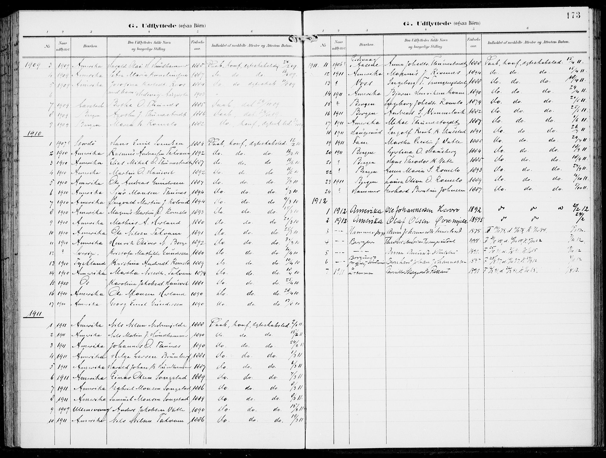 Haus sokneprestembete, SAB/A-75601/H/Haa: Parish register (official) no. B  2, 1899-1912, p. 173