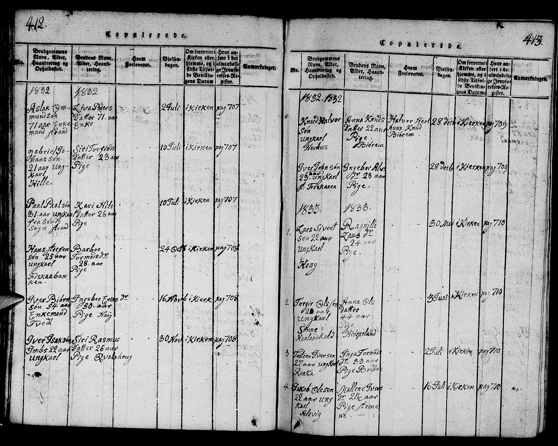 Strand sokneprestkontor, SAST/A-101828/H/Ha/Hab/L0001: Parish register (copy) no. B 1, 1816-1854, p. 412-413