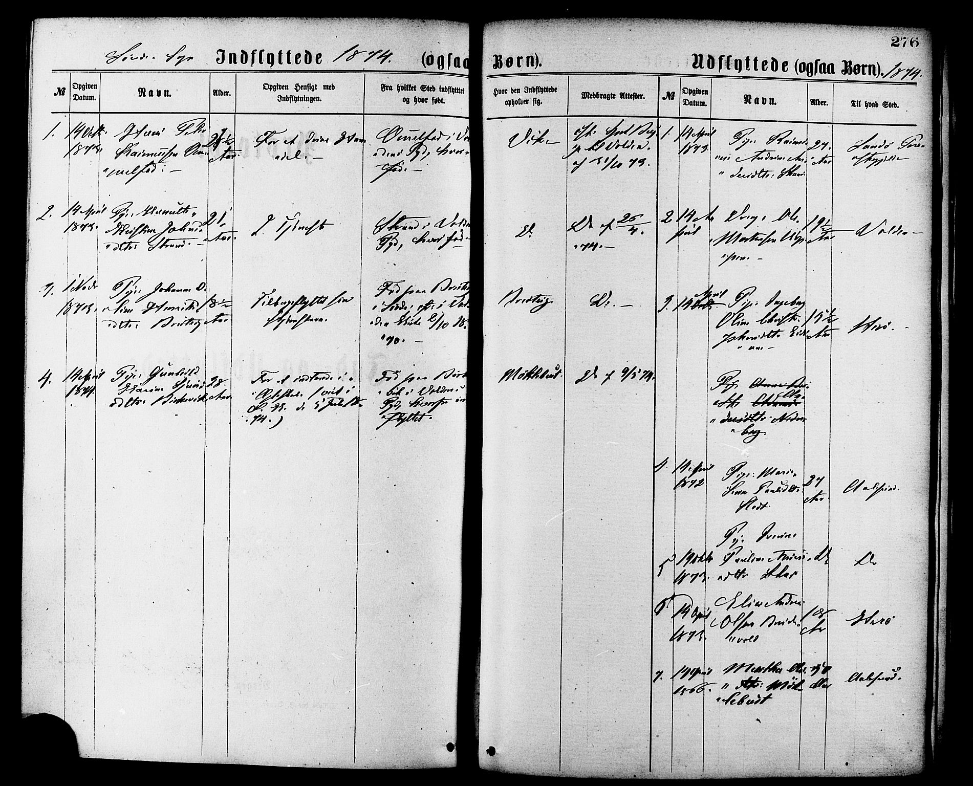 Ministerialprotokoller, klokkerbøker og fødselsregistre - Møre og Romsdal, SAT/A-1454/502/L0024: Parish register (official) no. 502A02, 1873-1884, p. 276