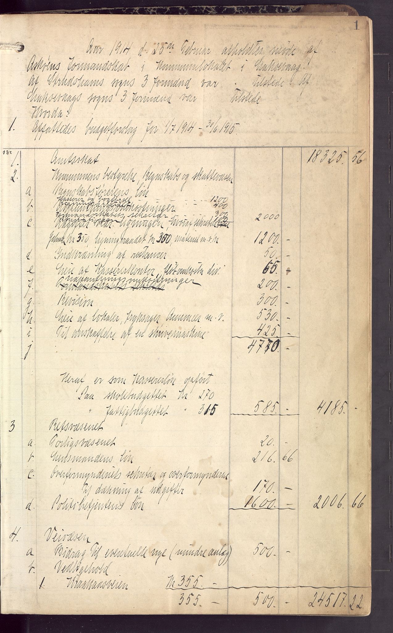 Laksevåg kommune. Formannskapet, BBA/A-1543/Ab/L0007: Forhandlingsprotokoll, 1914-1917