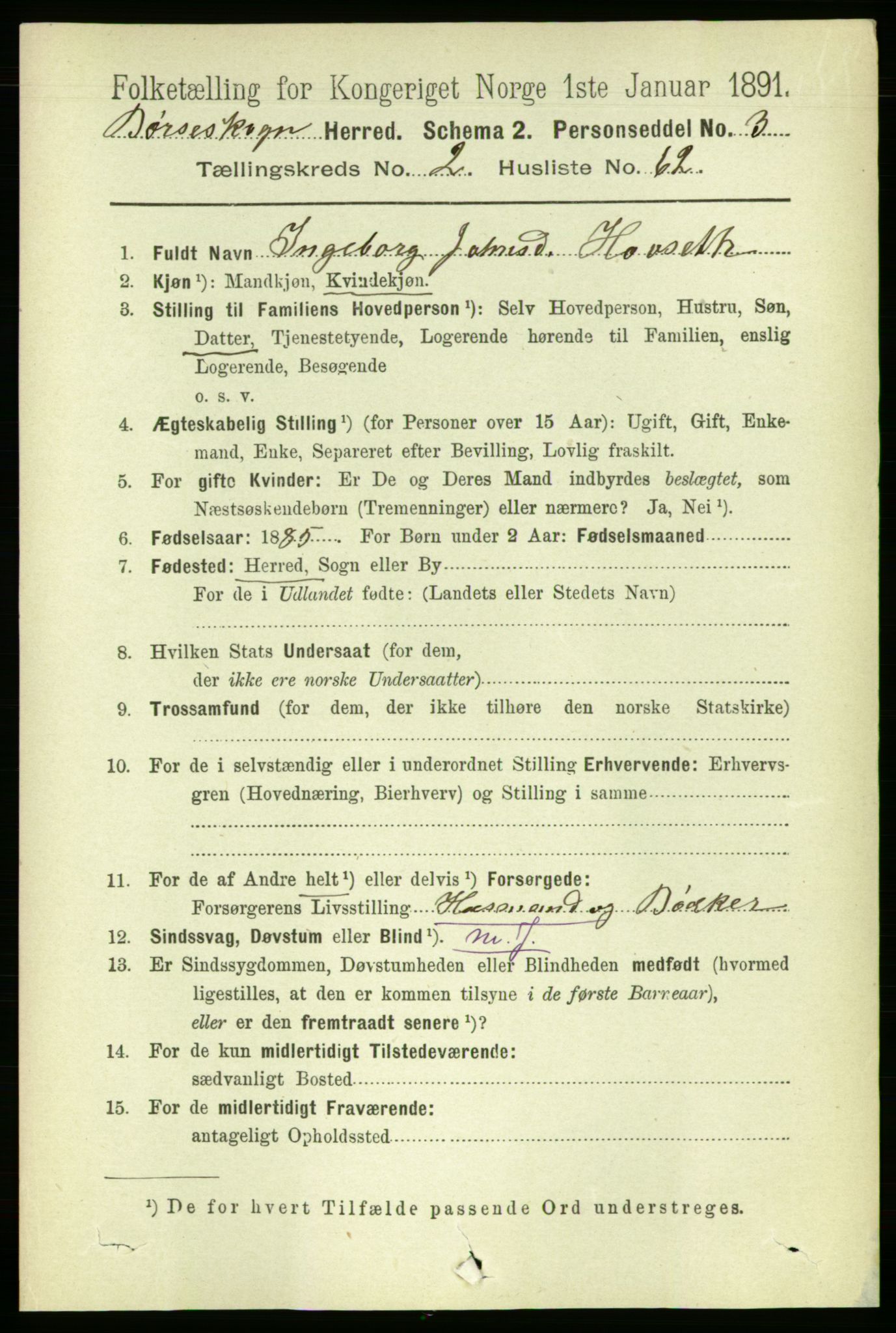 RA, 1891 census for 1657 Børseskogn, 1891, p. 1276