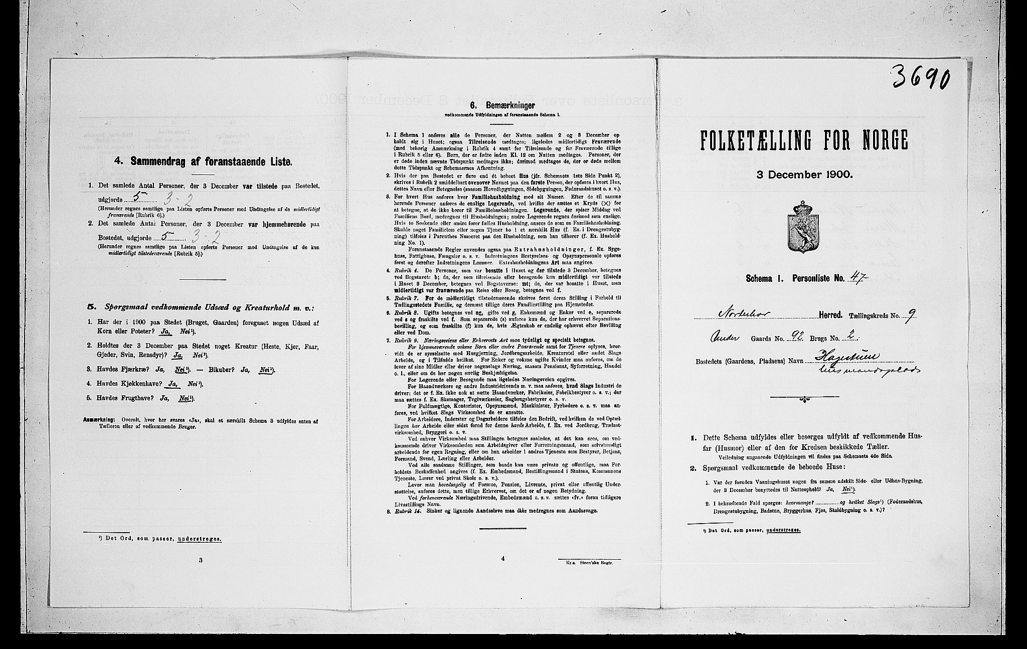 RA, 1900 census for Norderhov, 1900, p. 2062