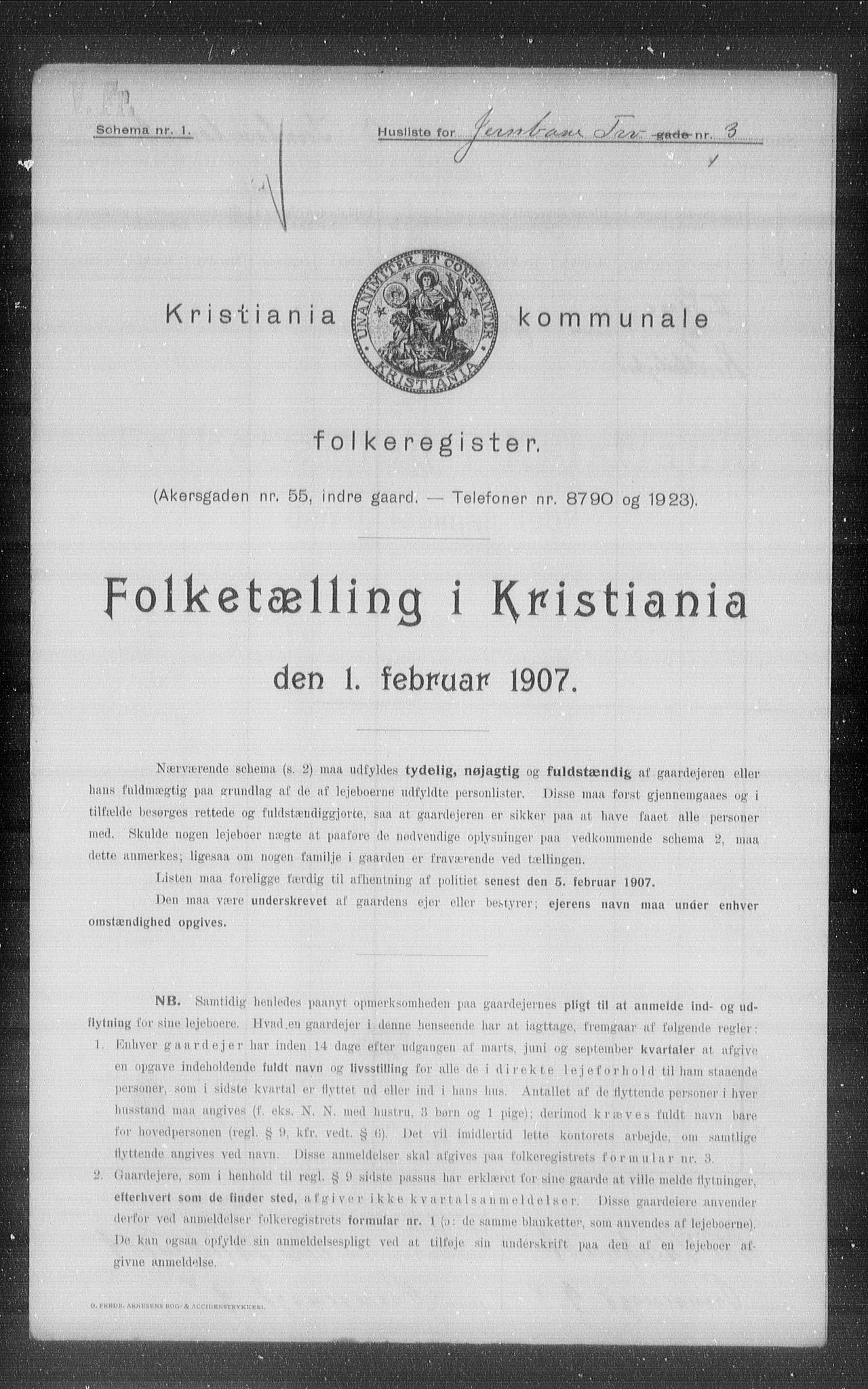 OBA, Municipal Census 1907 for Kristiania, 1907, p. 23899