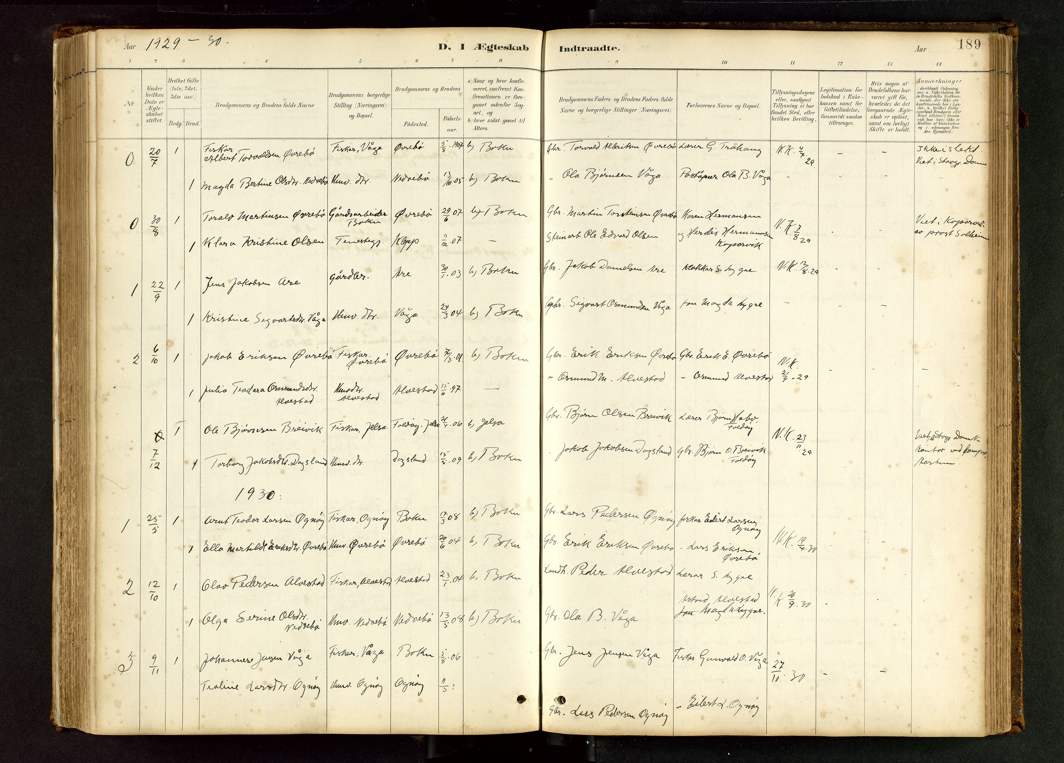 Tysvær sokneprestkontor, AV/SAST-A -101864/H/Ha/Hab/L0005: Parish register (copy) no. B 5, 1887-1947, p. 189