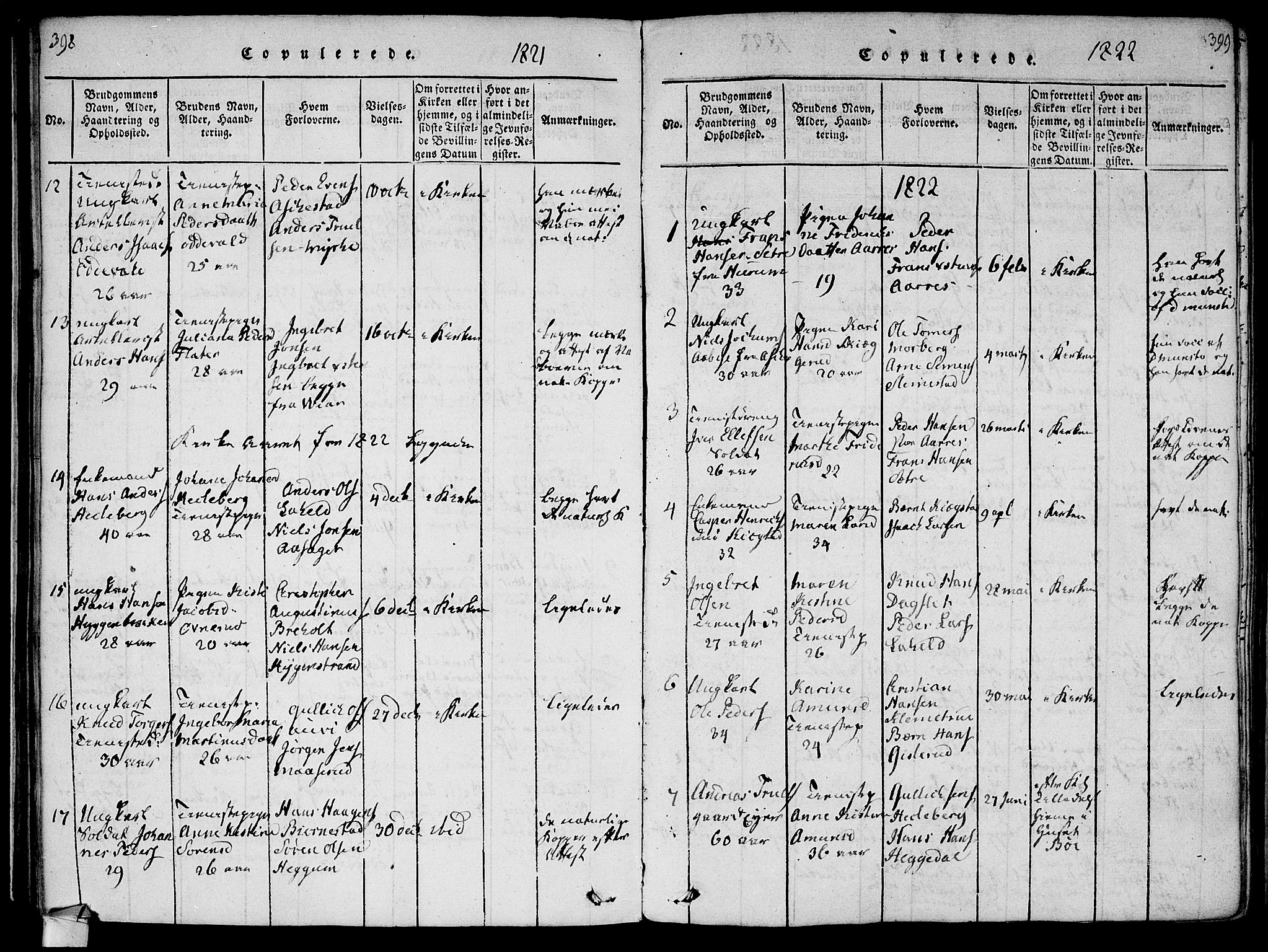 Røyken kirkebøker, SAKO/A-241/F/Fa/L0004: Parish register (official) no. 4, 1814-1832, p. 398-399