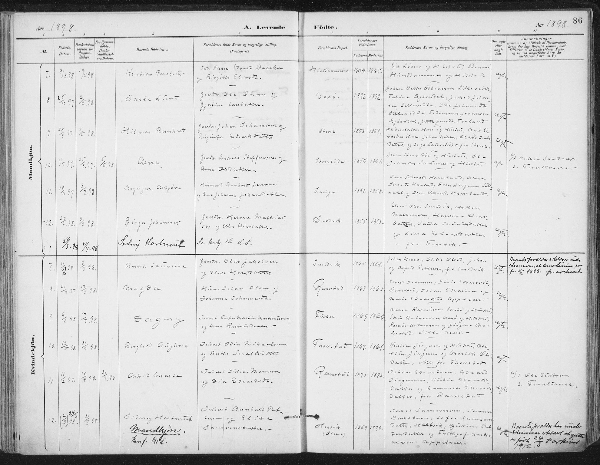 Ministerialprotokoller, klokkerbøker og fødselsregistre - Nord-Trøndelag, SAT/A-1458/784/L0673: Parish register (official) no. 784A08, 1888-1899, p. 86