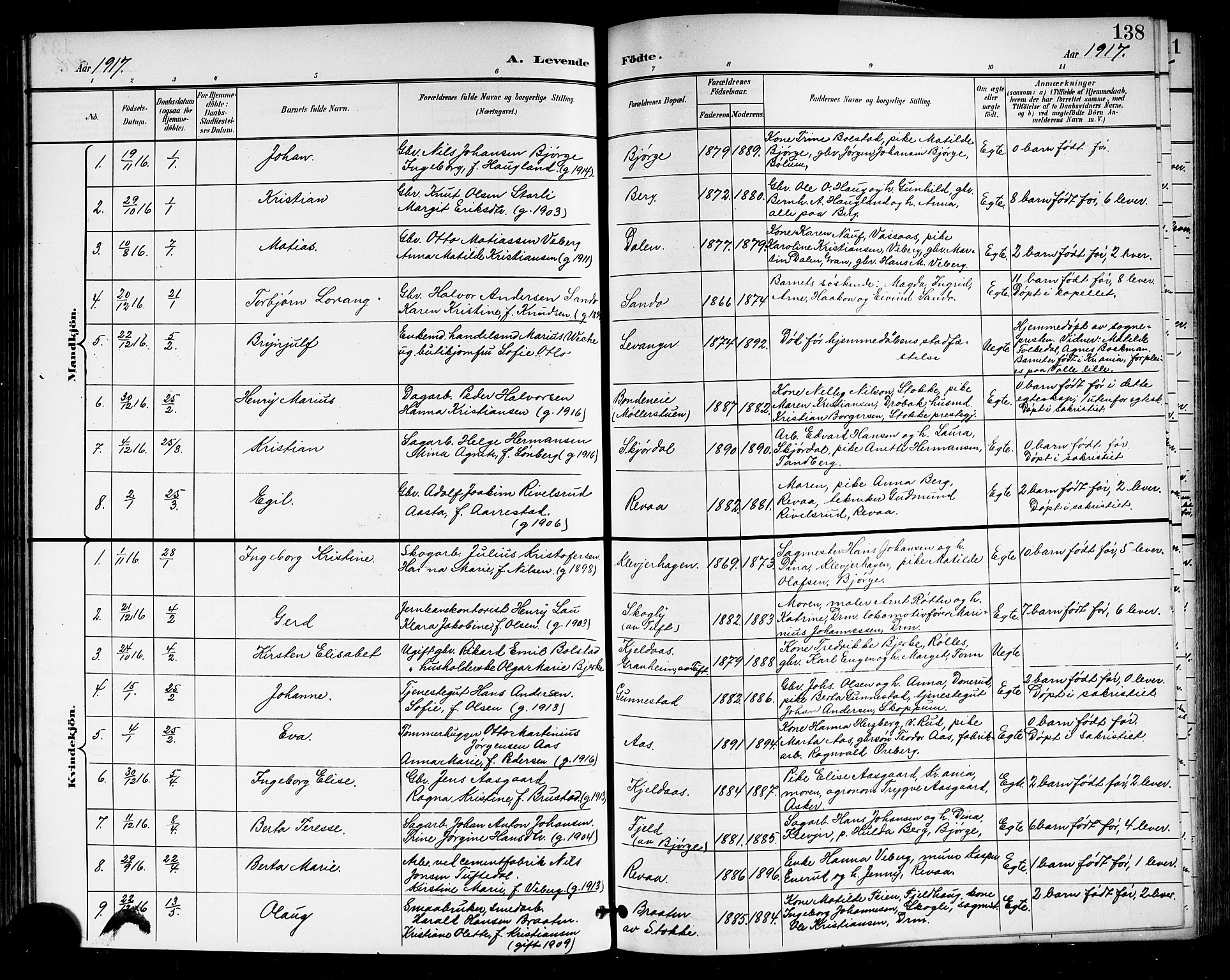 Sande Kirkebøker, AV/SAKO-A-53/G/Ga/L0004: Parish register (copy) no. 4, 1895-1918, p. 138