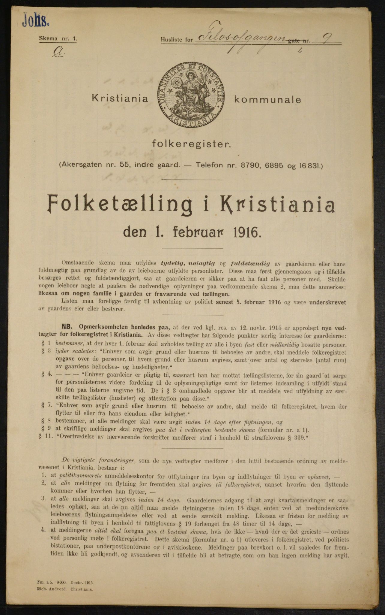 OBA, Municipal Census 1916 for Kristiania, 1916, p. 24649