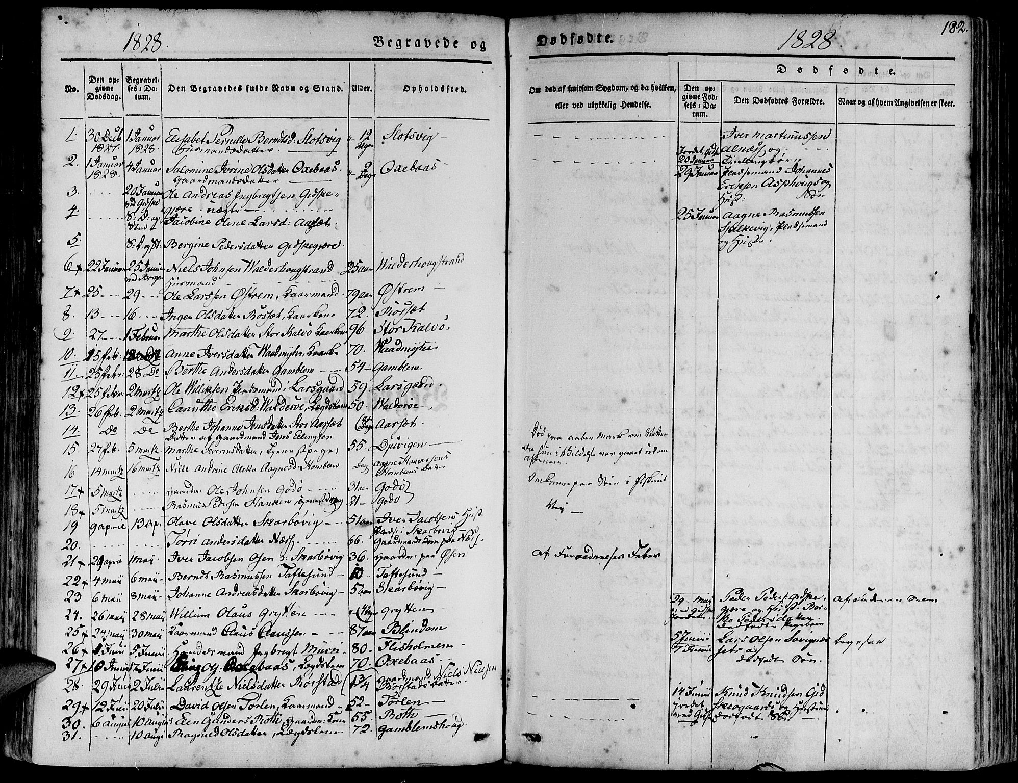 Ministerialprotokoller, klokkerbøker og fødselsregistre - Møre og Romsdal, SAT/A-1454/528/L0395: Parish register (official) no. 528A06, 1828-1839, p. 182