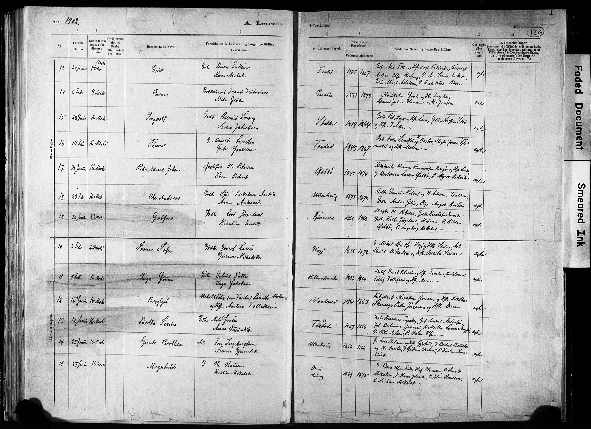 Hetland sokneprestkontor, SAST/A-101826/30/30BA/L0011: Parish register (official) no. A 11, 1884-1911, p. 126