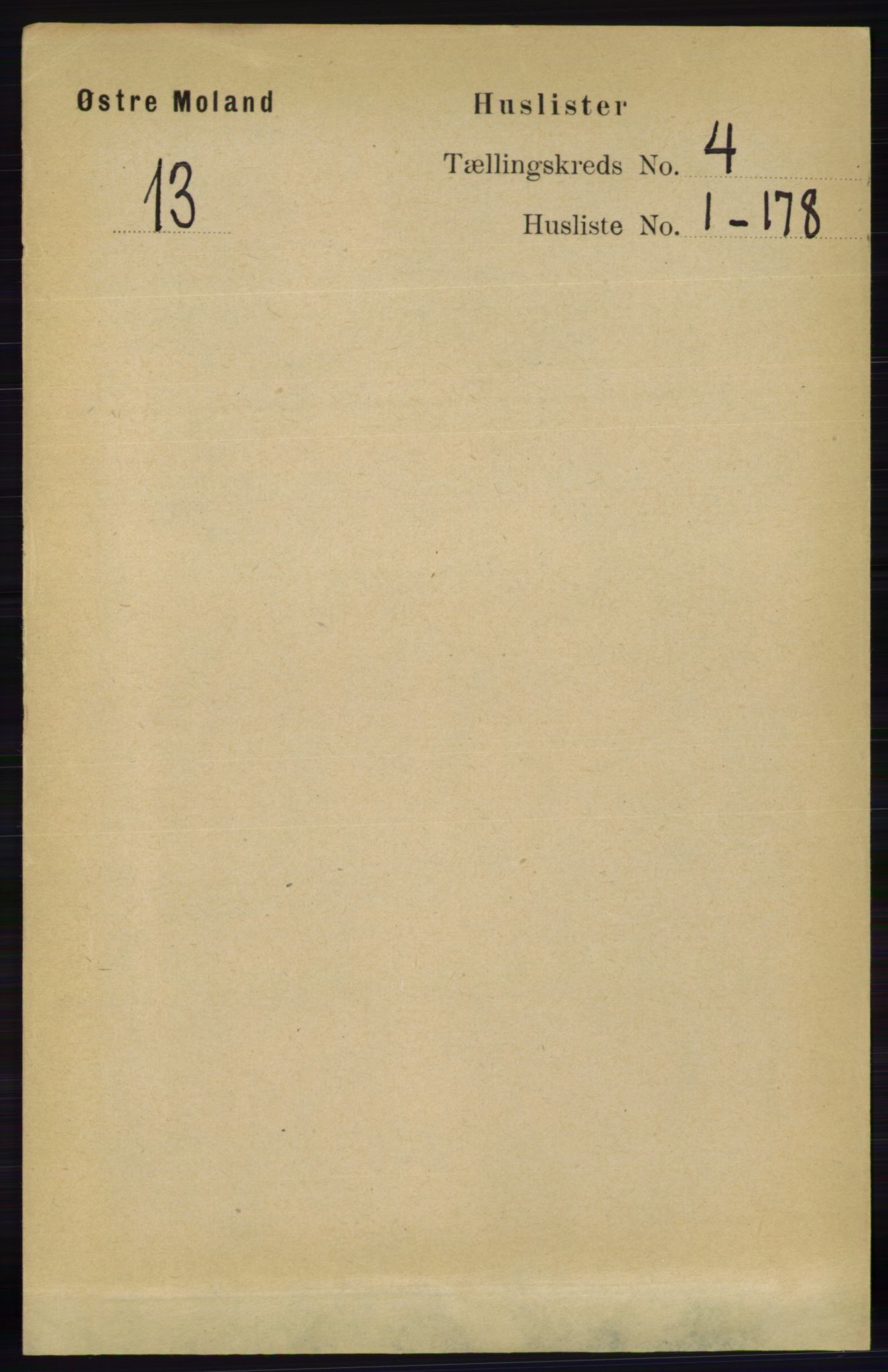 RA, 1891 census for 0918 Austre Moland, 1891, p. 1896