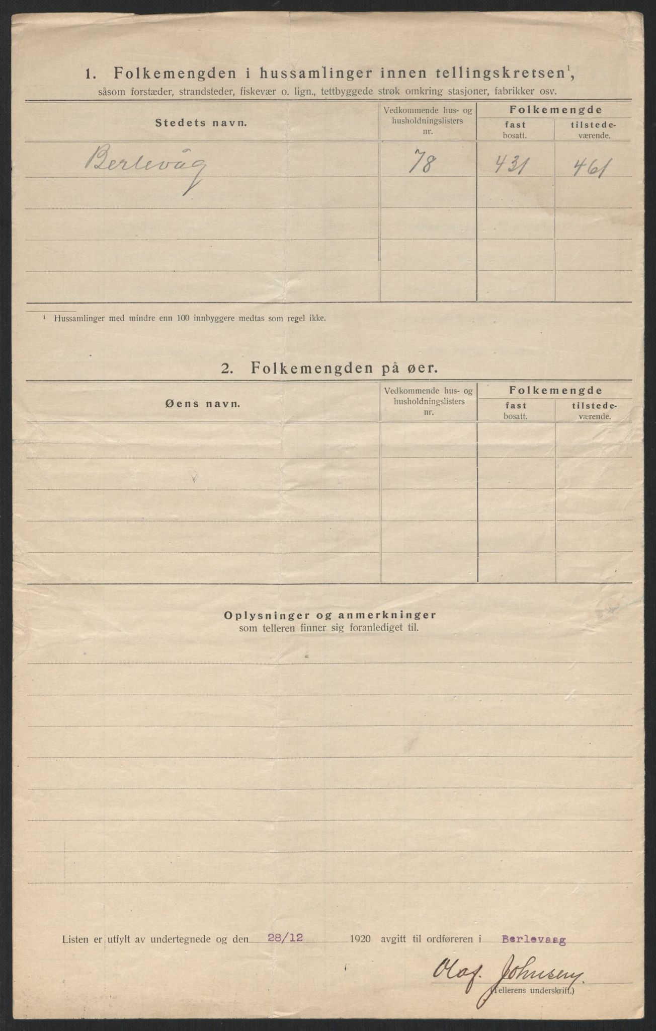 SATØ, 1920 census for Berlevåg, 1920, p. 12