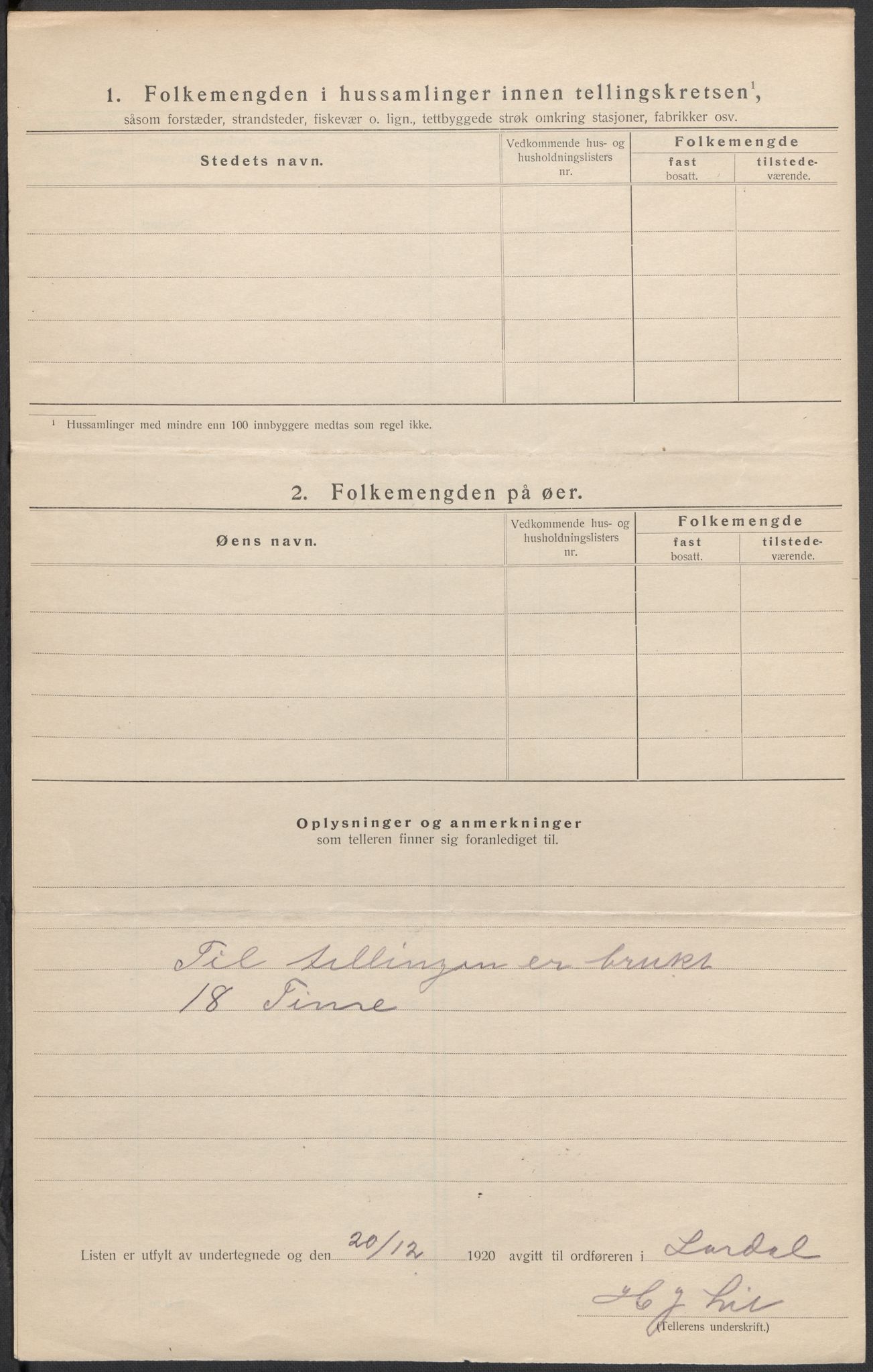 SAKO, 1920 census for Lardal, 1920, p. 31