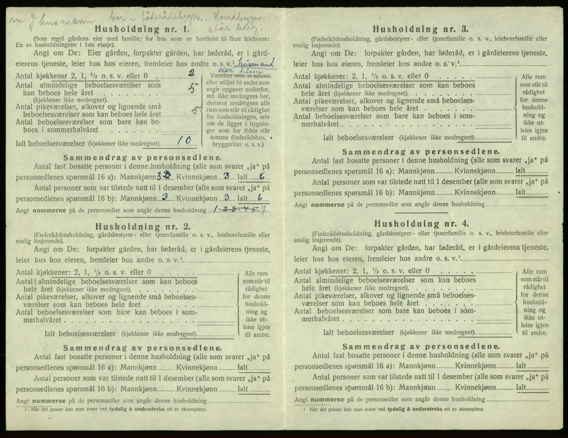 SAB, 1920 census for Moster, 1920, p. 182