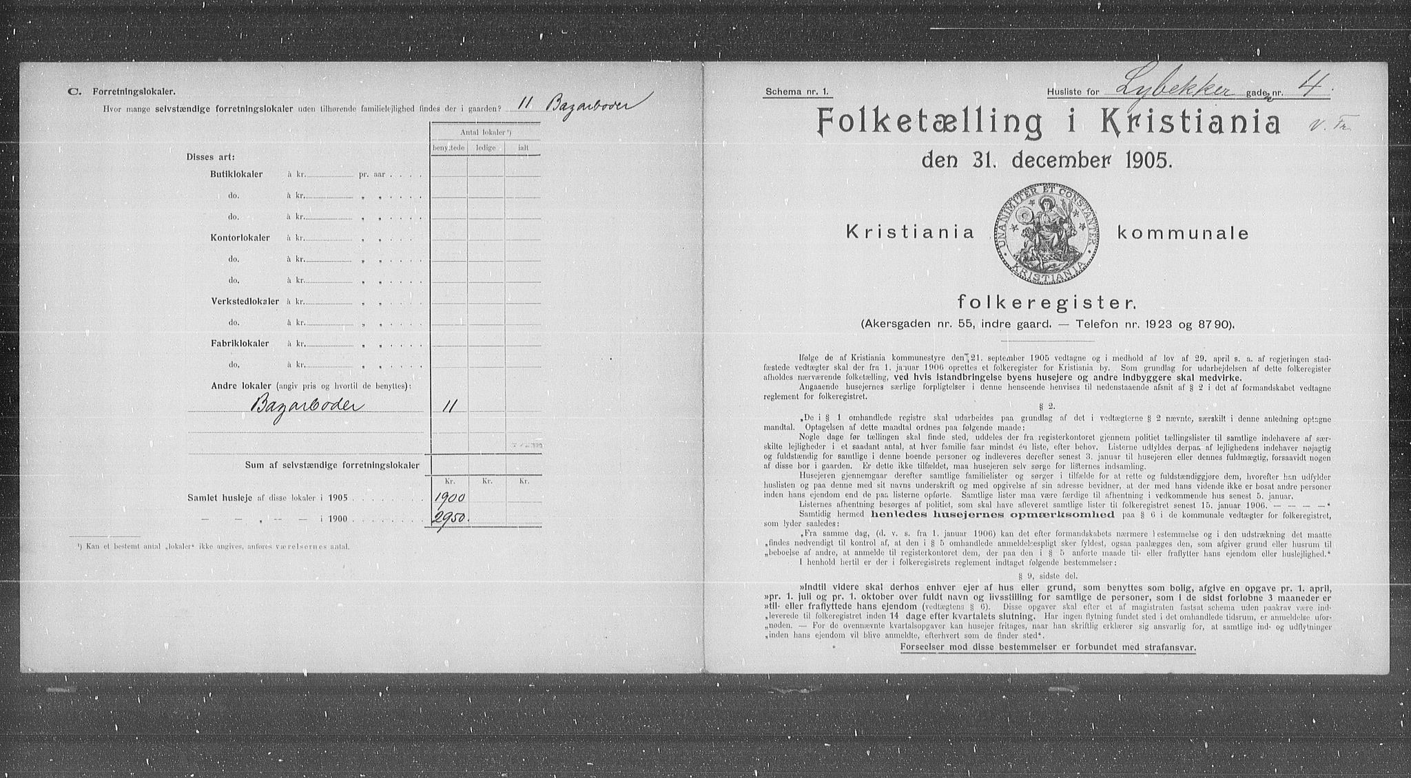 OBA, Municipal Census 1905 for Kristiania, 1905, p. 30723