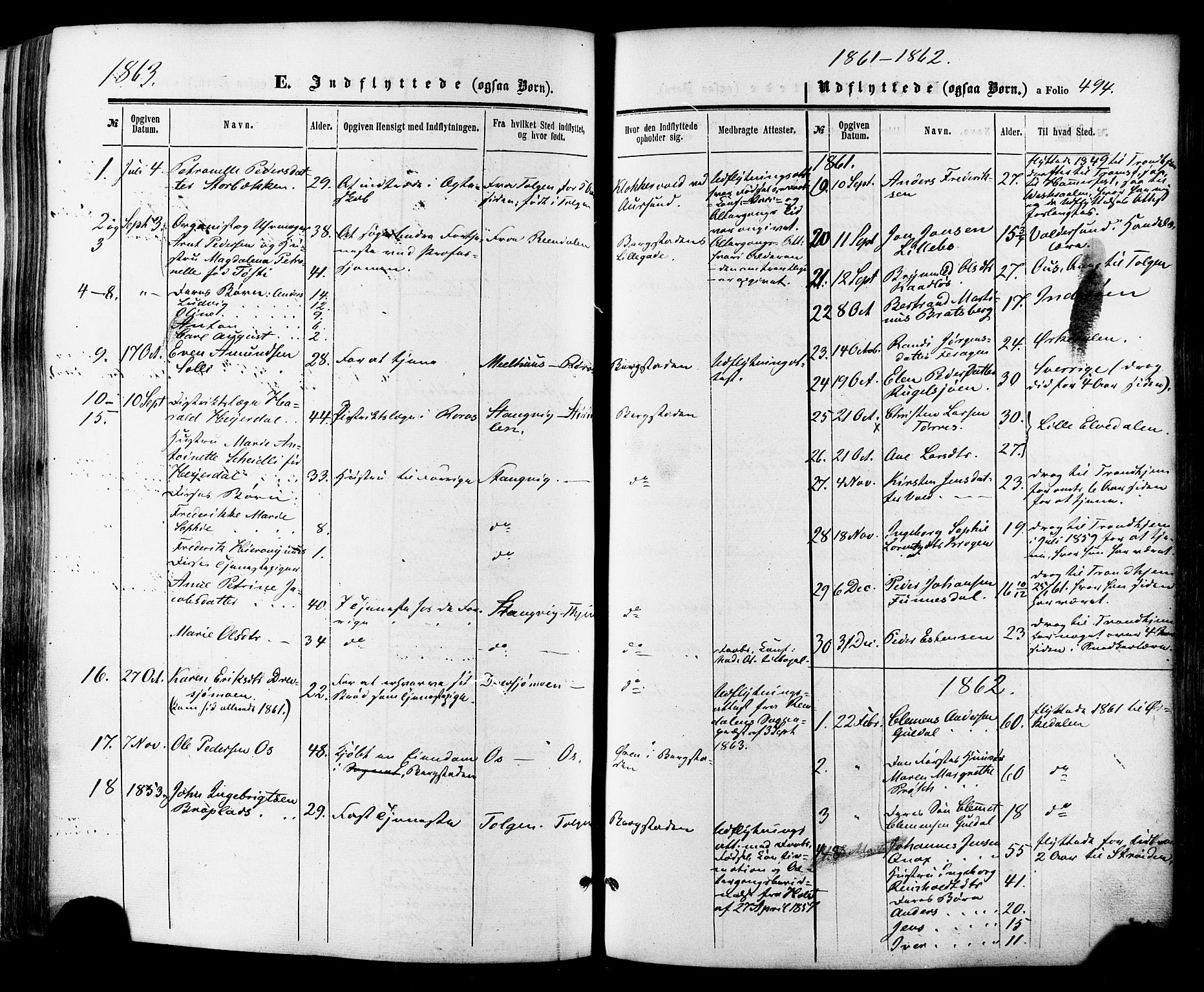 Ministerialprotokoller, klokkerbøker og fødselsregistre - Sør-Trøndelag, AV/SAT-A-1456/681/L0932: Parish register (official) no. 681A10, 1860-1878, p. 494