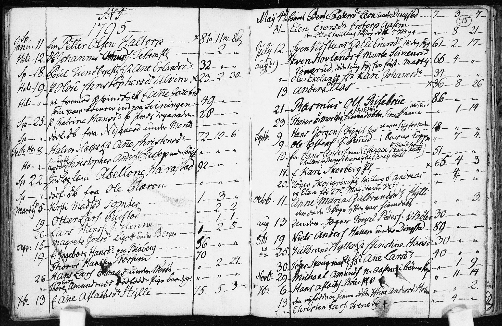 Spydeberg prestekontor Kirkebøker, AV/SAO-A-10924/F/Fa/L0003: Parish register (official) no. I 3, 1778-1814, p. 315