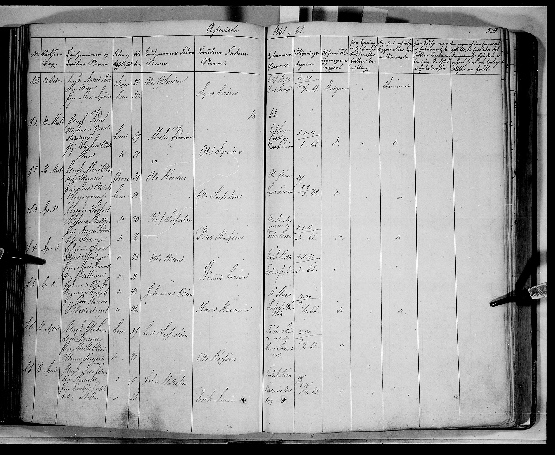 Lom prestekontor, SAH/PREST-070/K/L0006: Parish register (official) no. 6B, 1837-1863, p. 529