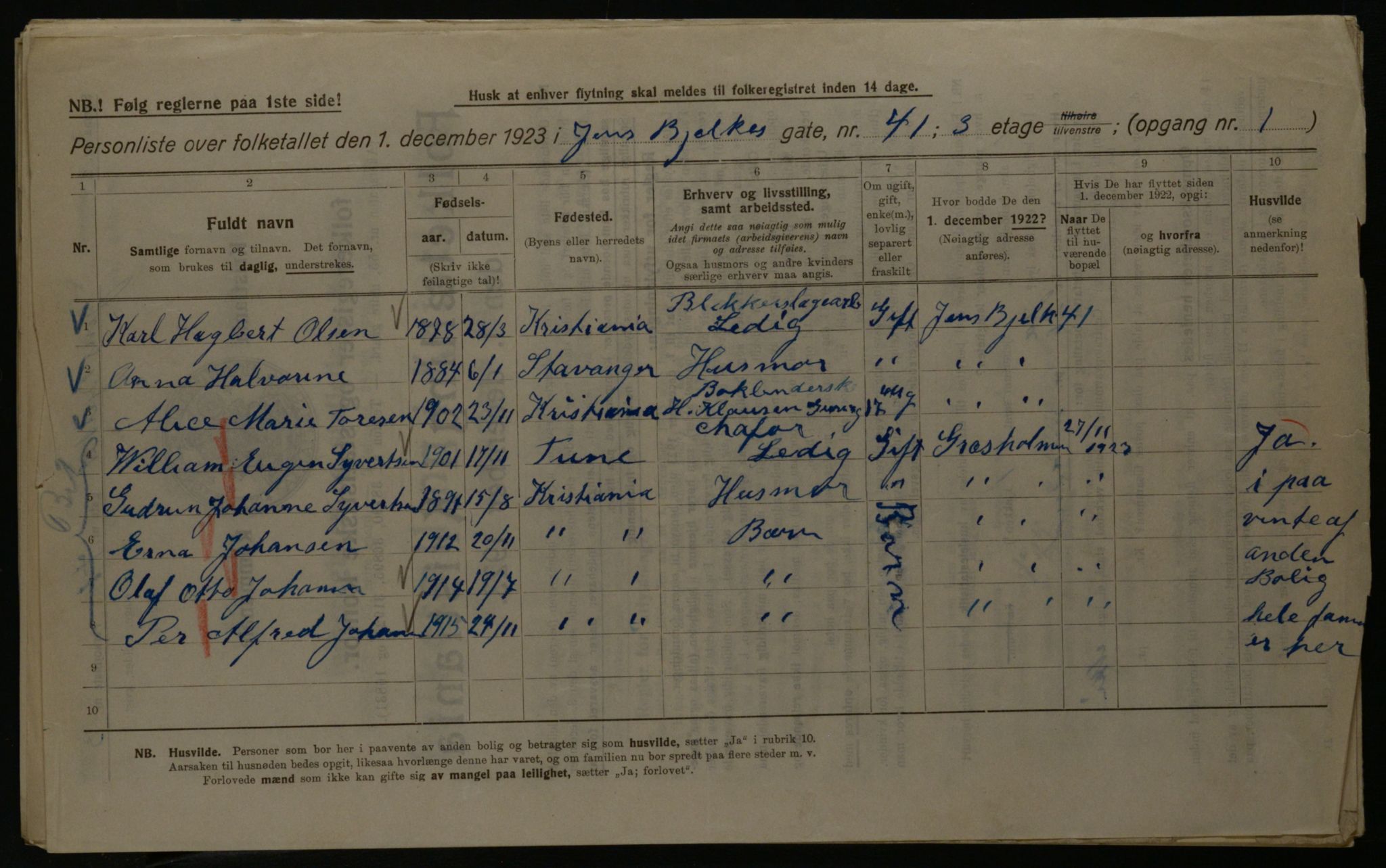 OBA, Municipal Census 1923 for Kristiania, 1923, p. 51900